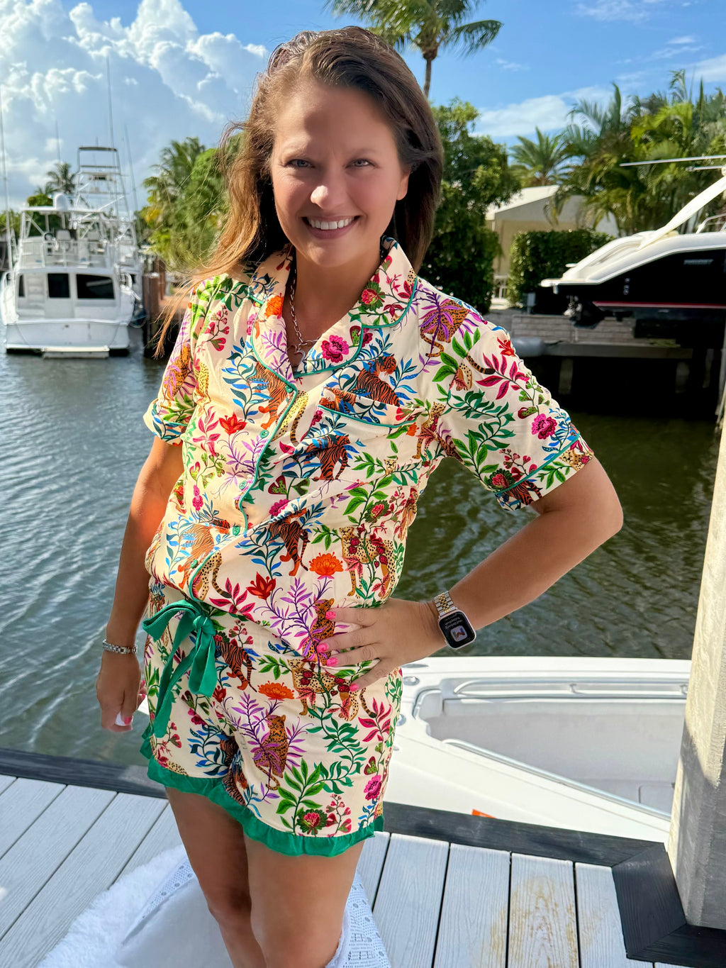 Jungle Oasis Short Sleeve Ruffle Pajama Set by Jess Lea - BFF Here