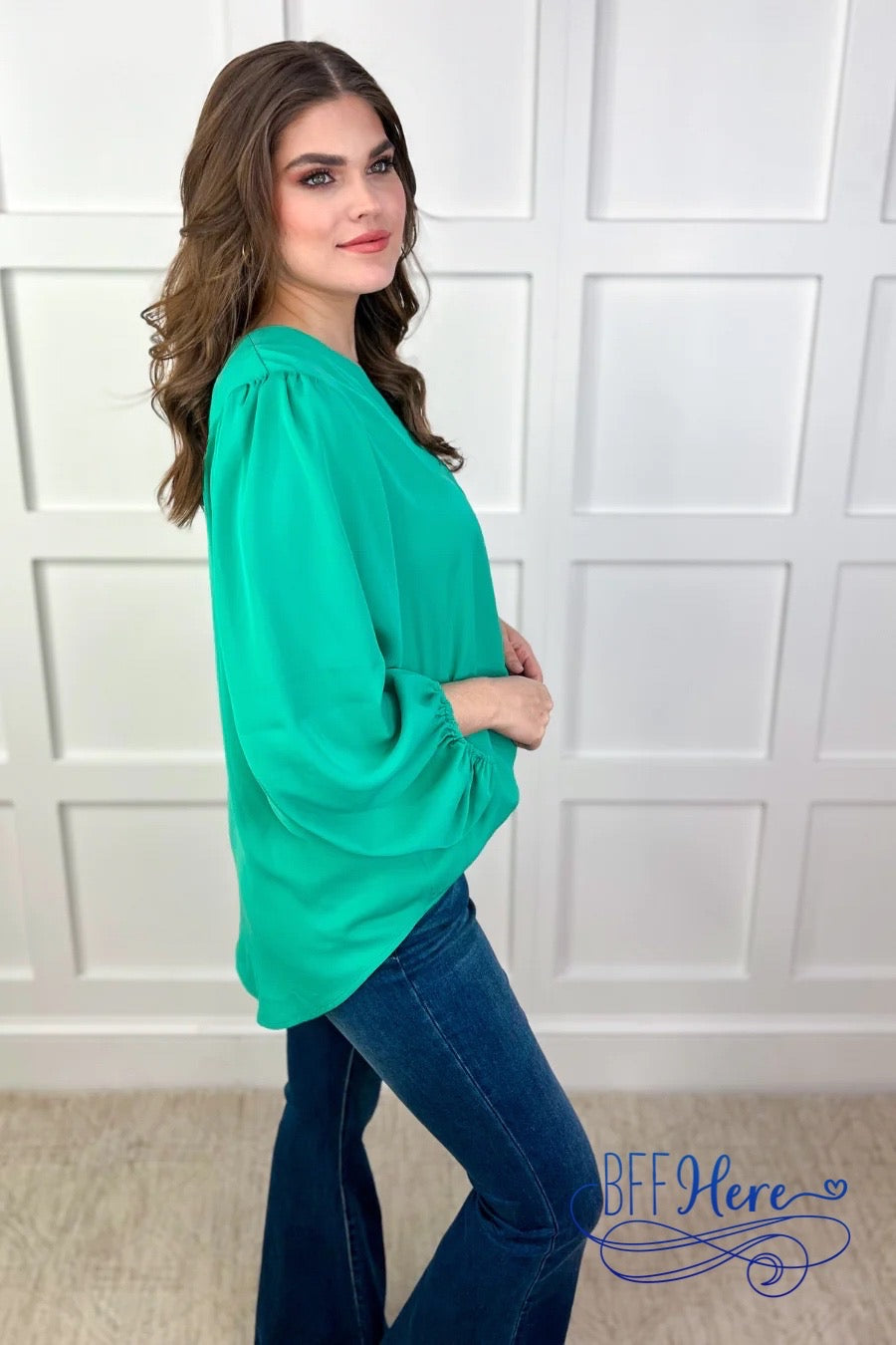 PREORDER-Jamie Balloon Sleeve Top / Turquoise(Ships Beginning of February) - BFF Here