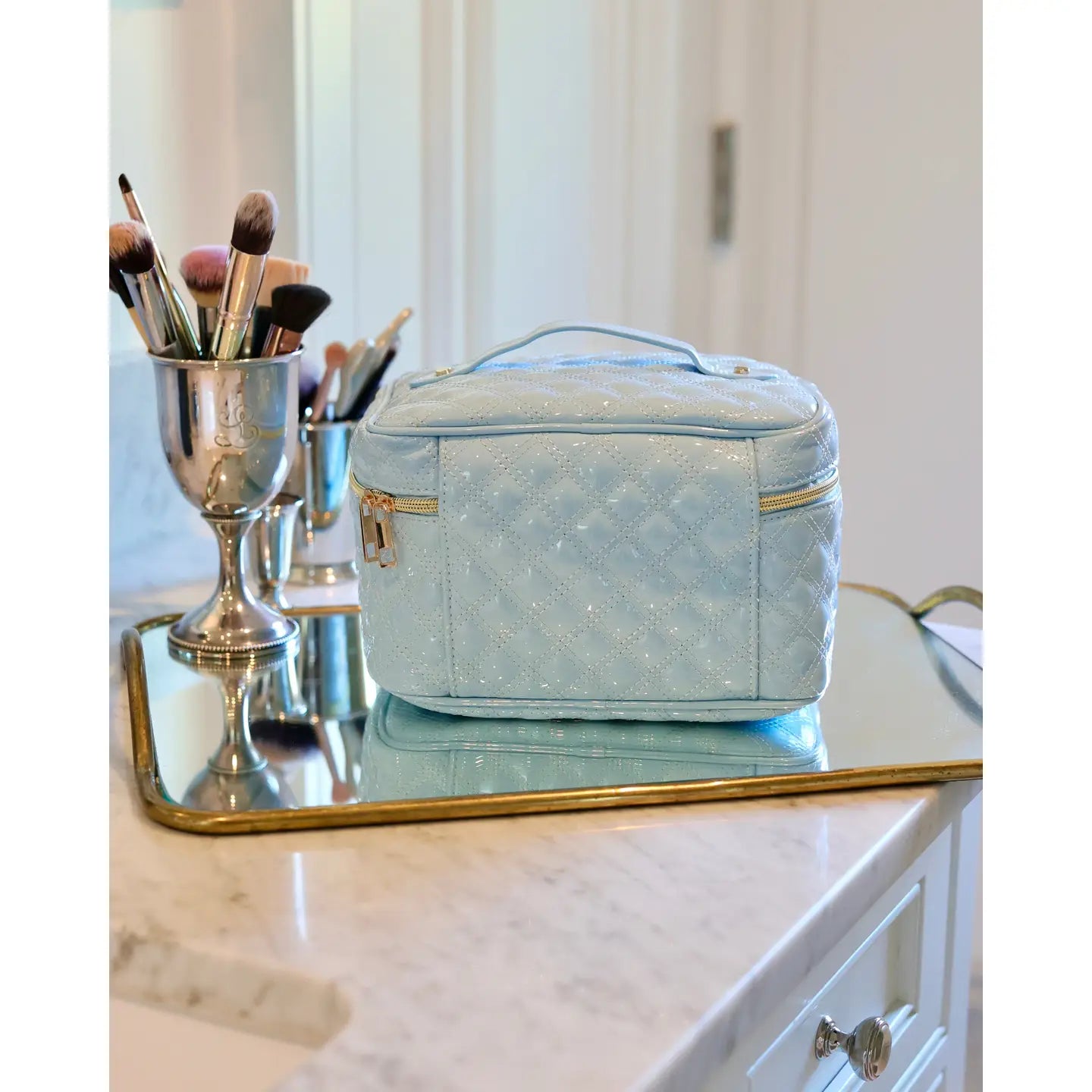 PREORDER: Hampton Train Case Light Blue Patent by Caroline Hill (ETA: July)