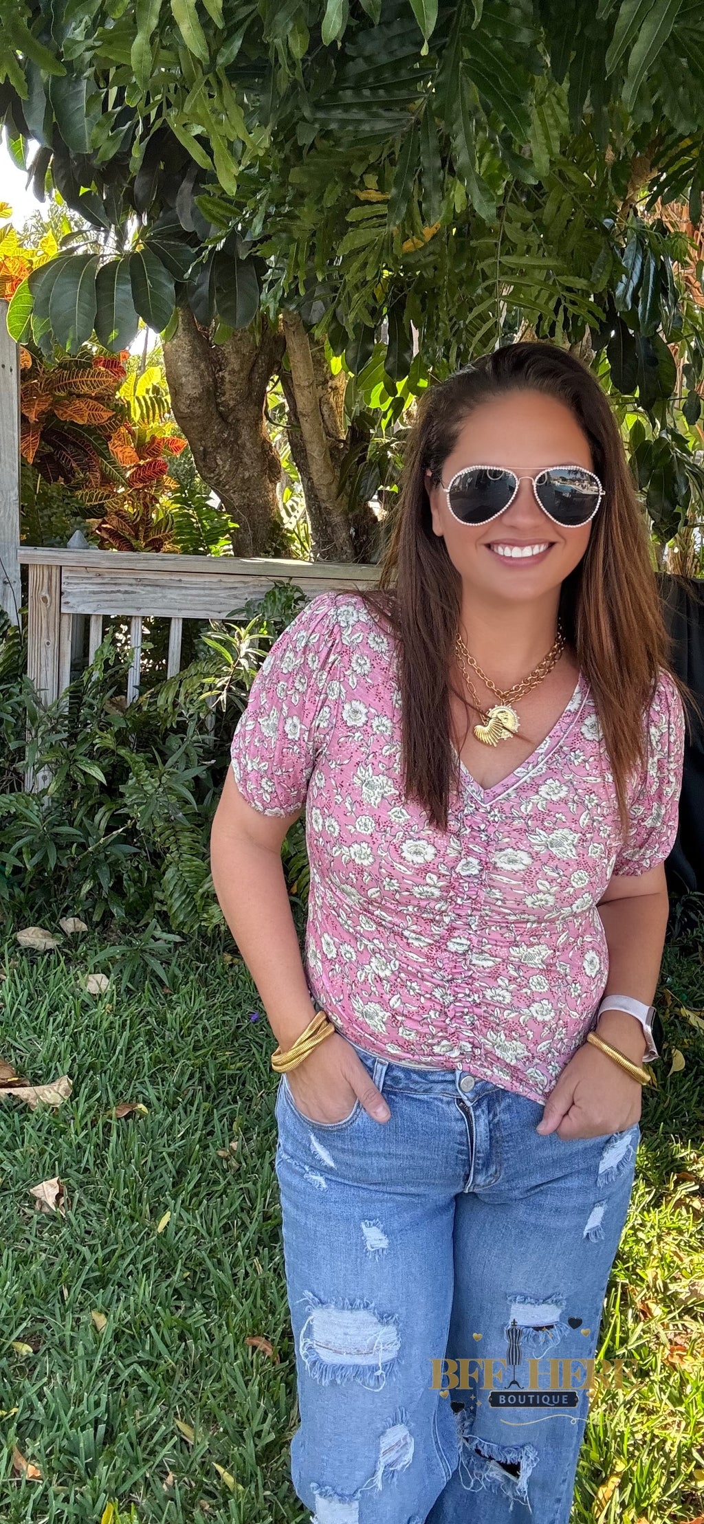 Vintage Bloom Ruched Top - BFF Here