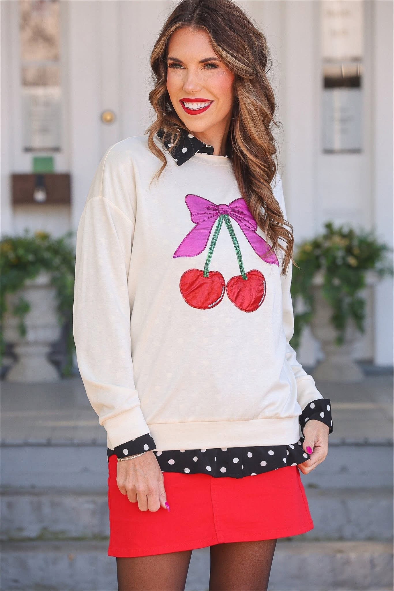 PREORDER: Cherry Bow Luxe Pullover by Jess Lea (ETA: Mid December) - BFF Here