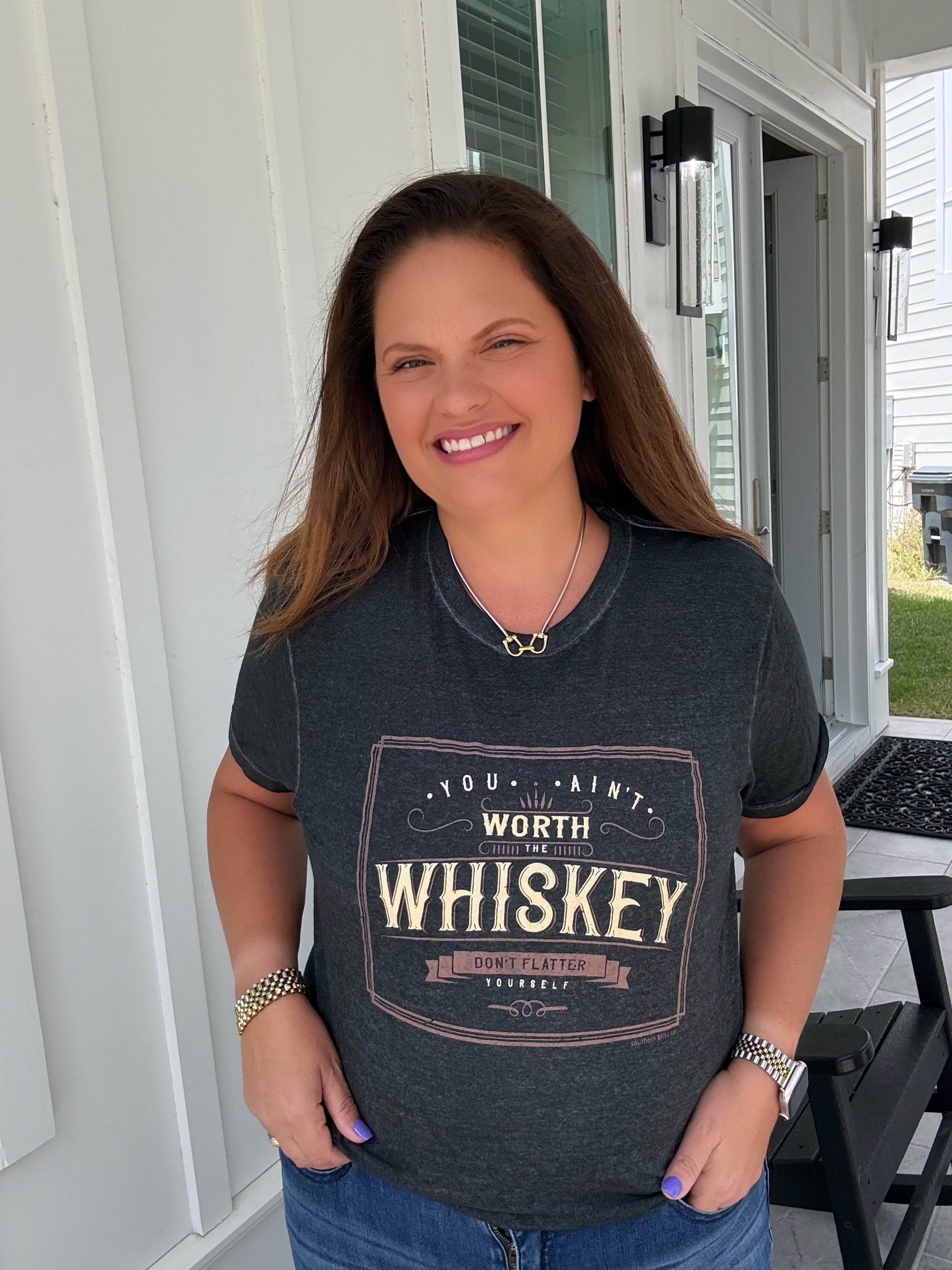 Worth The Whiskey Acid Wash Tee by Southern Bliss (ARRAY) — Ships 2-3 weeks - BFF Here