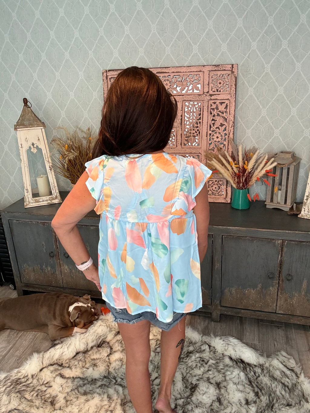 Watercolor Whirl: Pastel Brushstroke Blouse - BFF Here