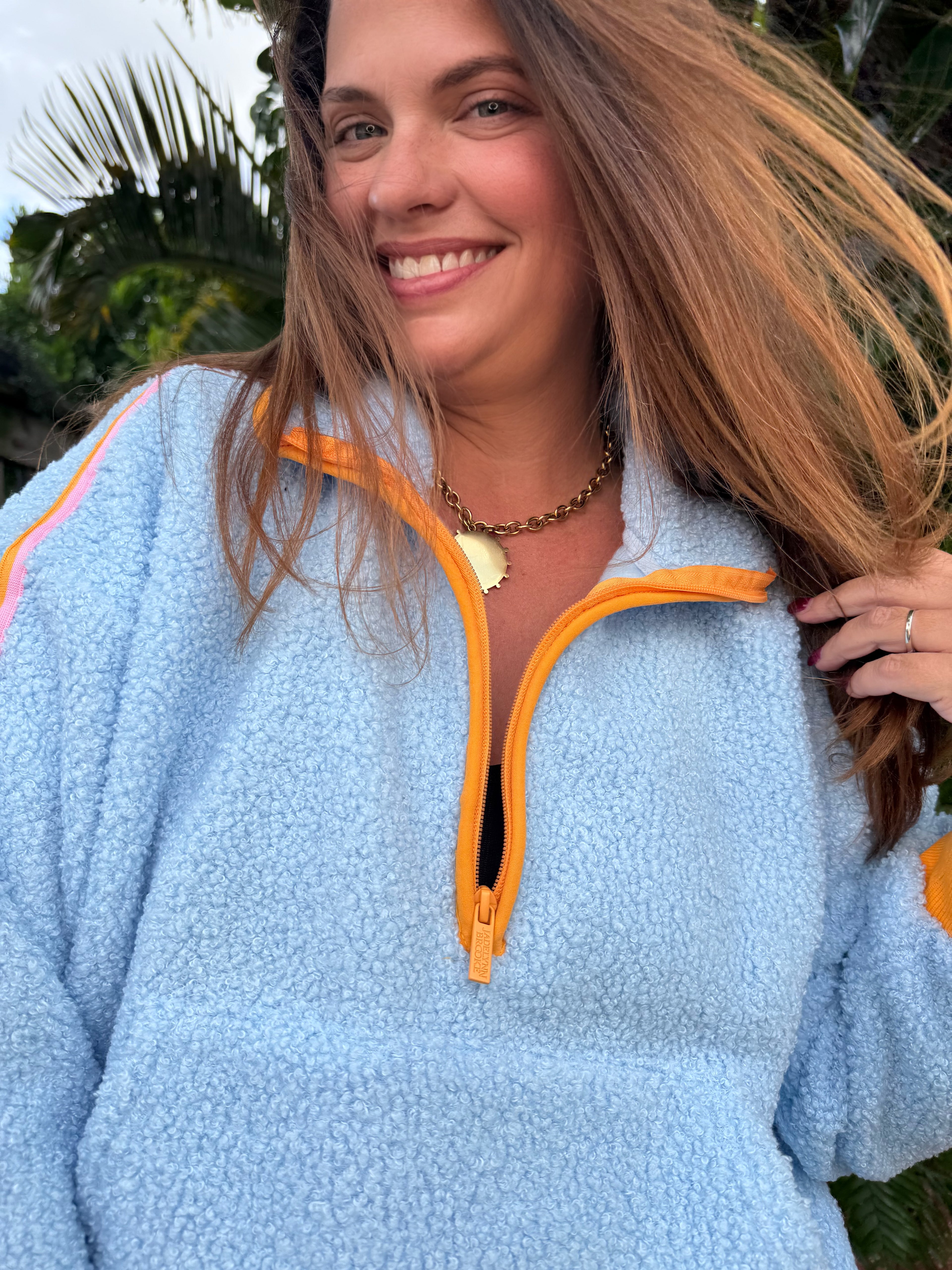 Around the Clock Teddy Quarter Zip Pullover by Jadelynn Brooke / Seaside Blue - BFF Here