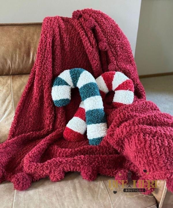 PREORDER: Candy Cane Crush Sherpa Pillow / Choice of Color (Ships Beginning of November) - BFF Here