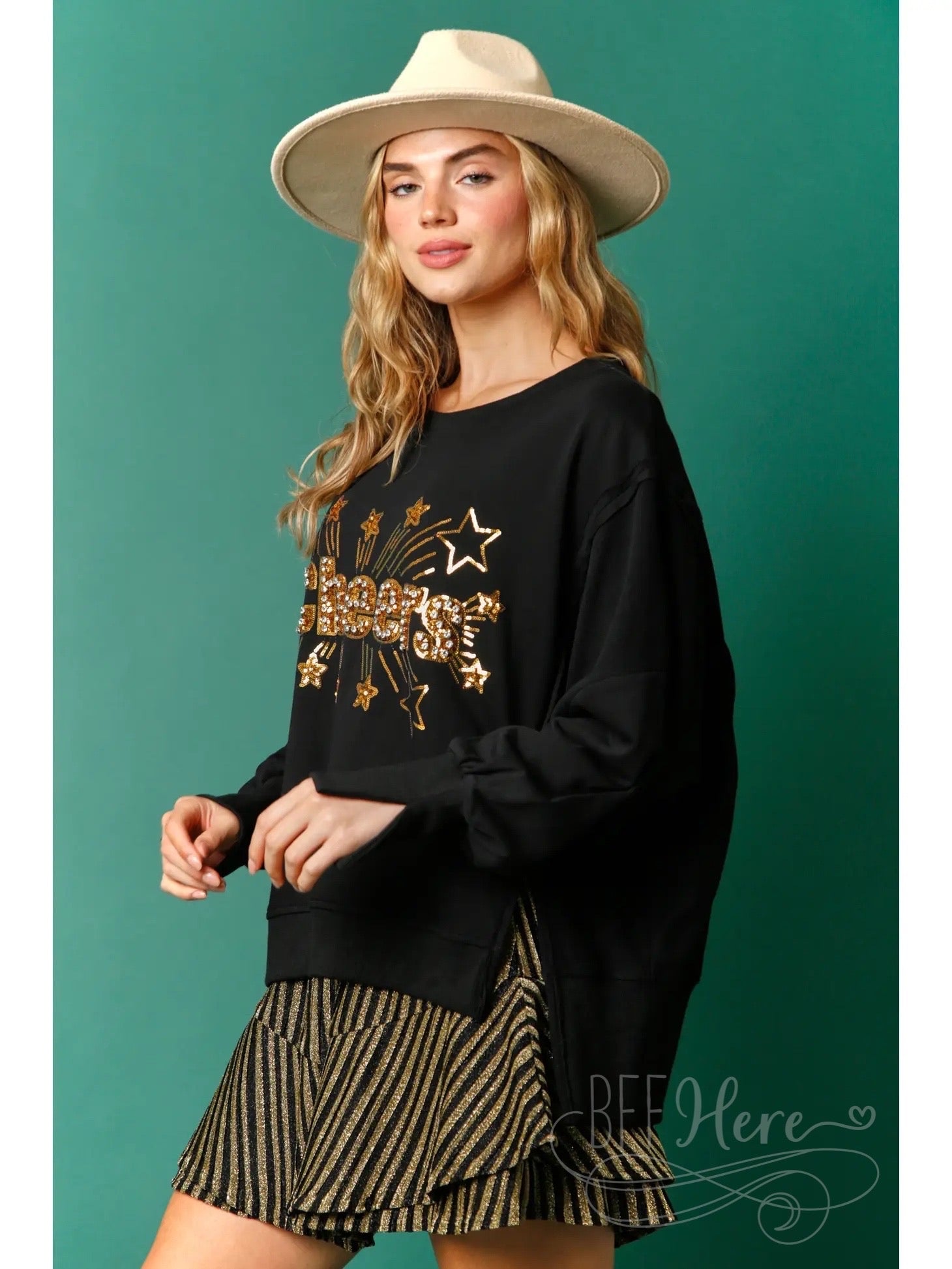 Raise a Toast: Cheers French Terry Comfort Top - BFF Here