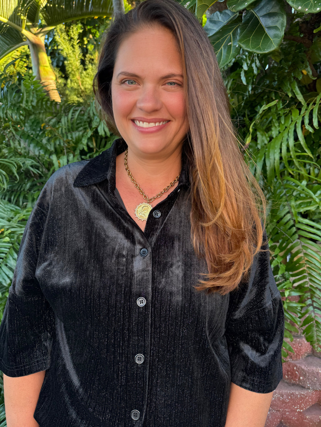 Prim Button Up Velvet Top by Jess Lea / Black - BFF Here