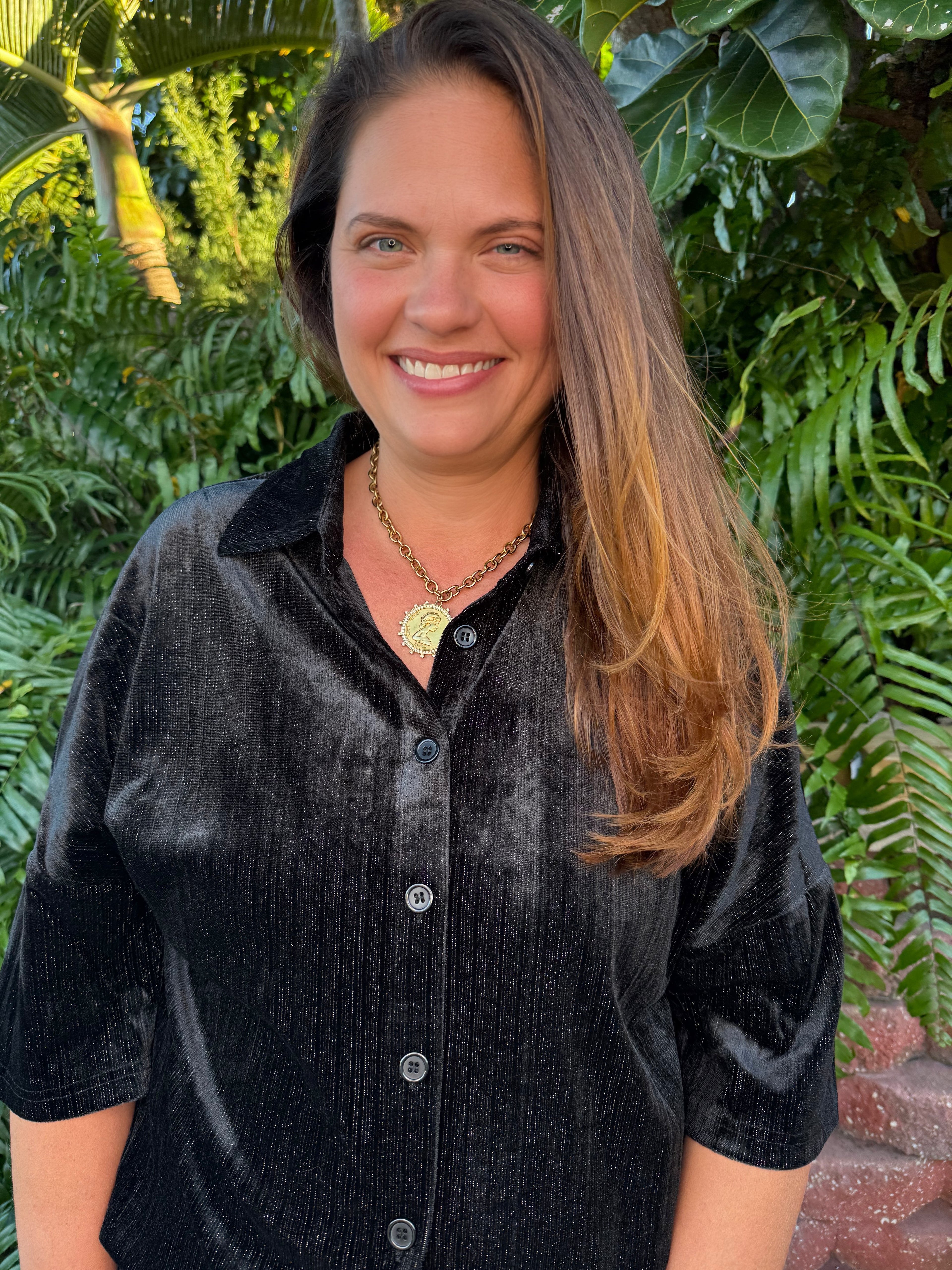 Prim Button Up Velvet Top by Jess Lea / Black - BFF Here