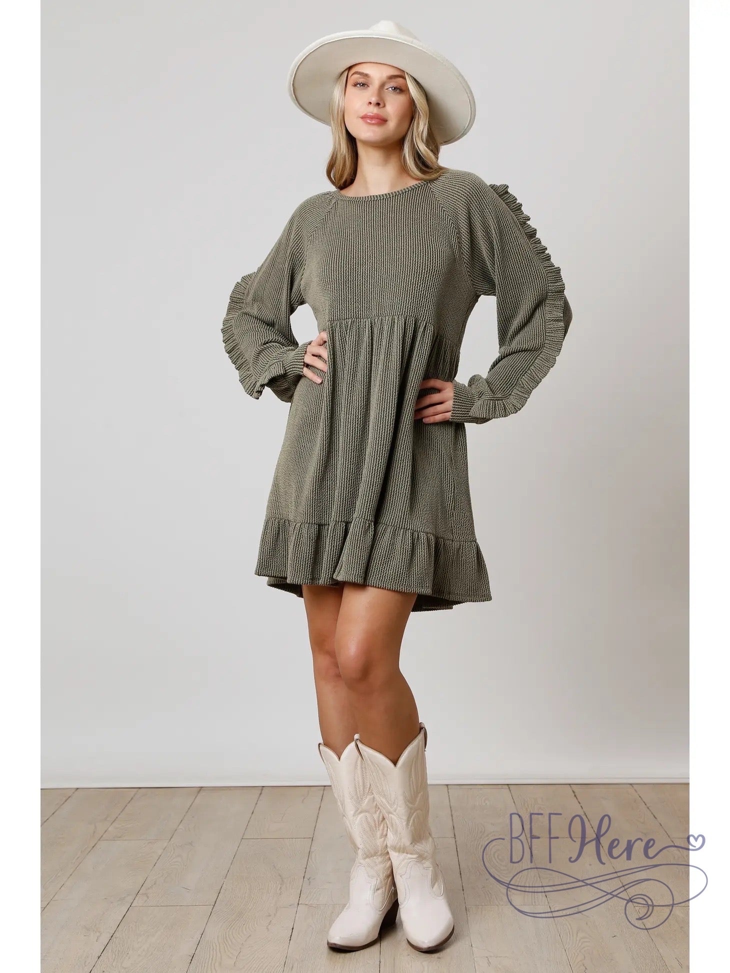 PREORDER: Urban Allure: Two-Tone Rib Mini Dress (Ships End of October ) - BFF Here