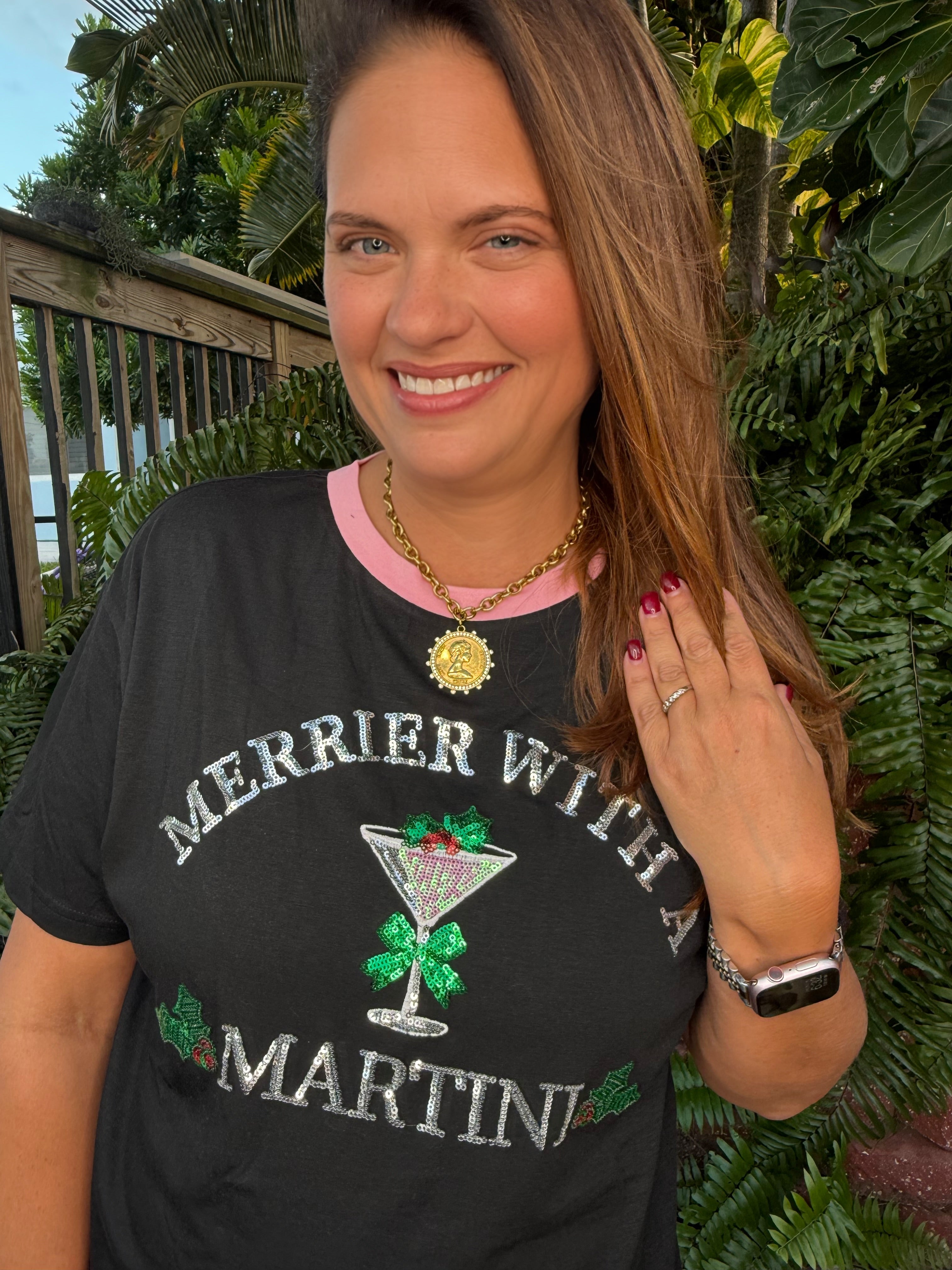 Merrier with a Martini Sequin Embroidered Tee by Jess Lea - BFF Here