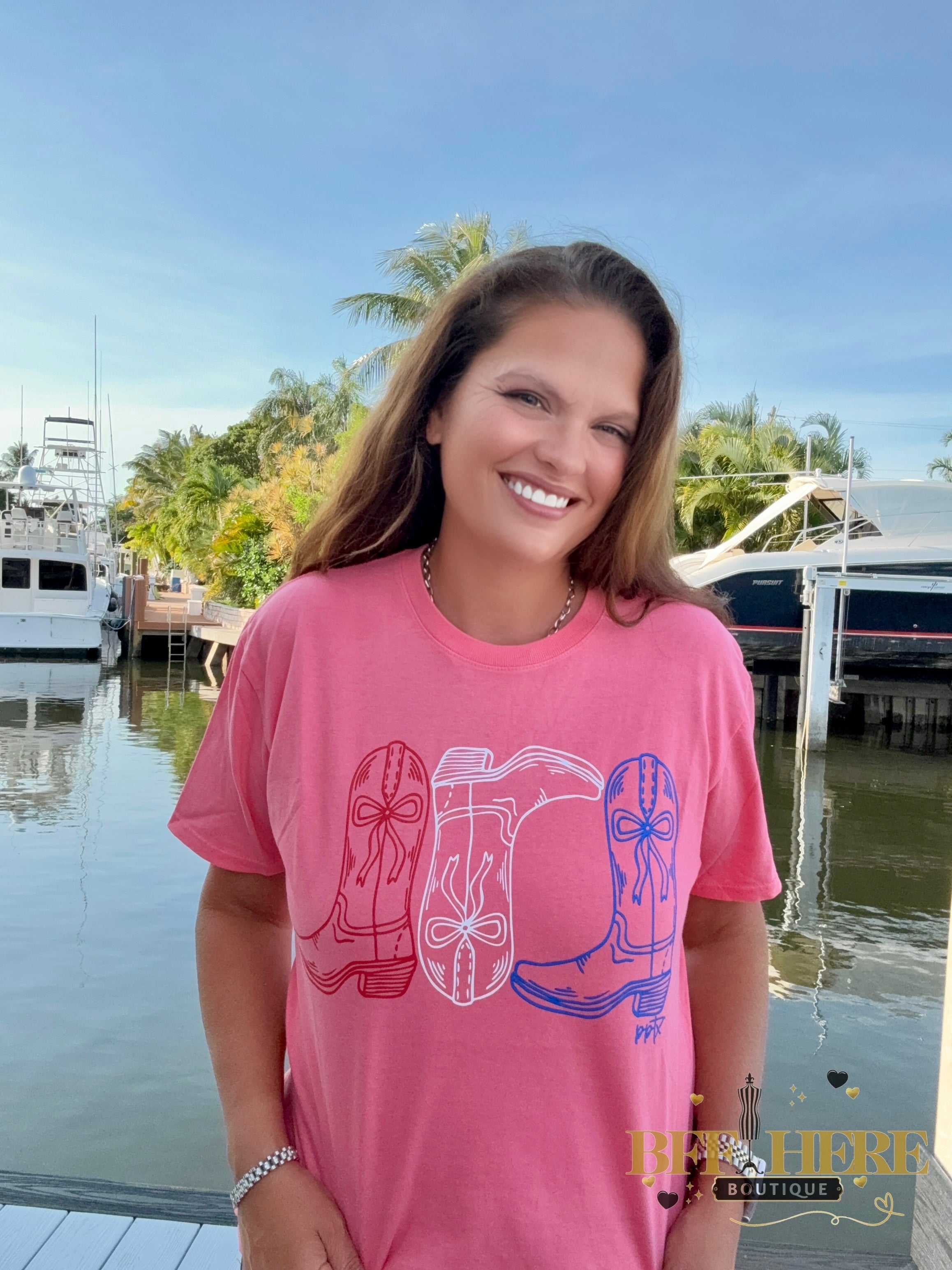 Red, White & Boots Tee - BFF Here