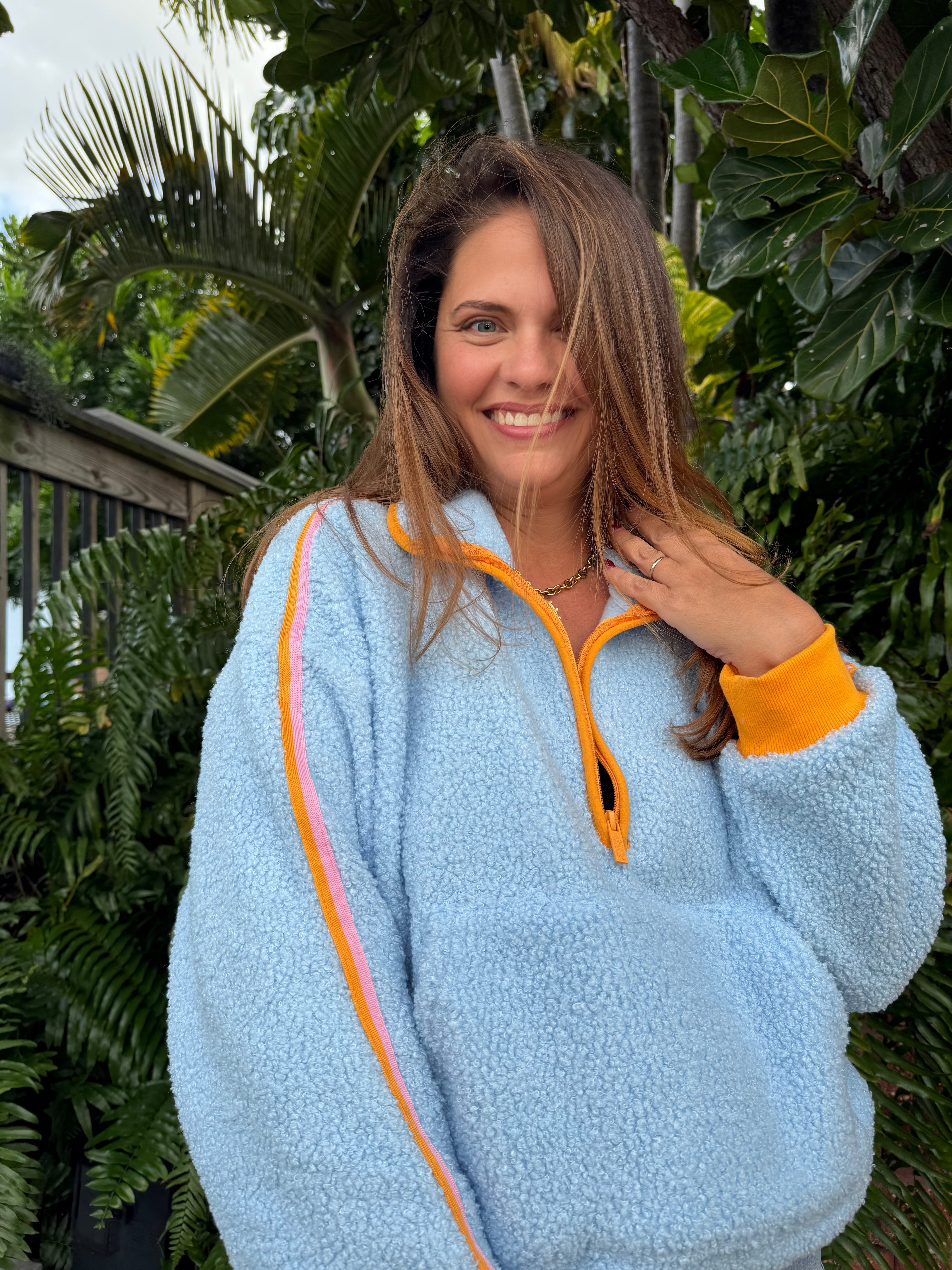 Around the Clock Teddy Quarter Zip Pullover by Jadelynn Brooke / Seaside Blue - BFF Here