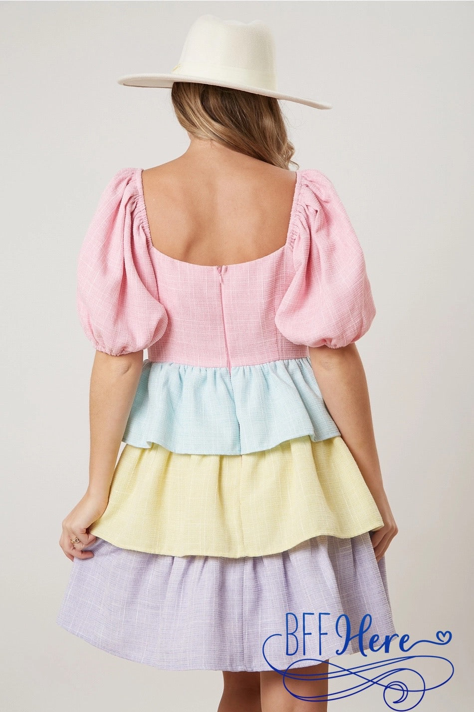 PREORDER: Soft Hues Symphony: Pastel Color Block Button Down Dress (Ships Middle of February) - BFF Here