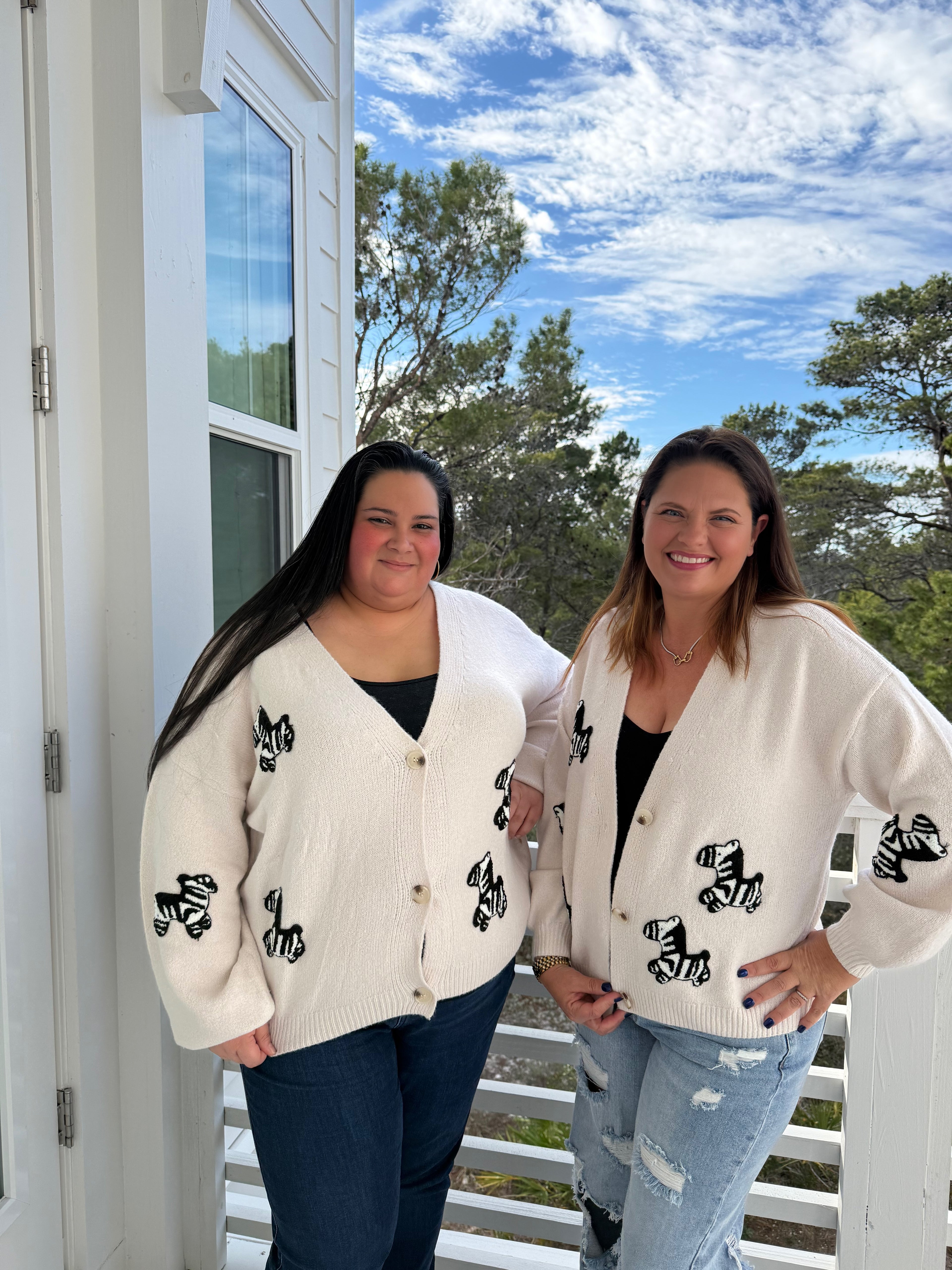 Button Front Cardigan with Zebra Patch by Sew In Love (Ships 2-3 weeks) - BFF Here