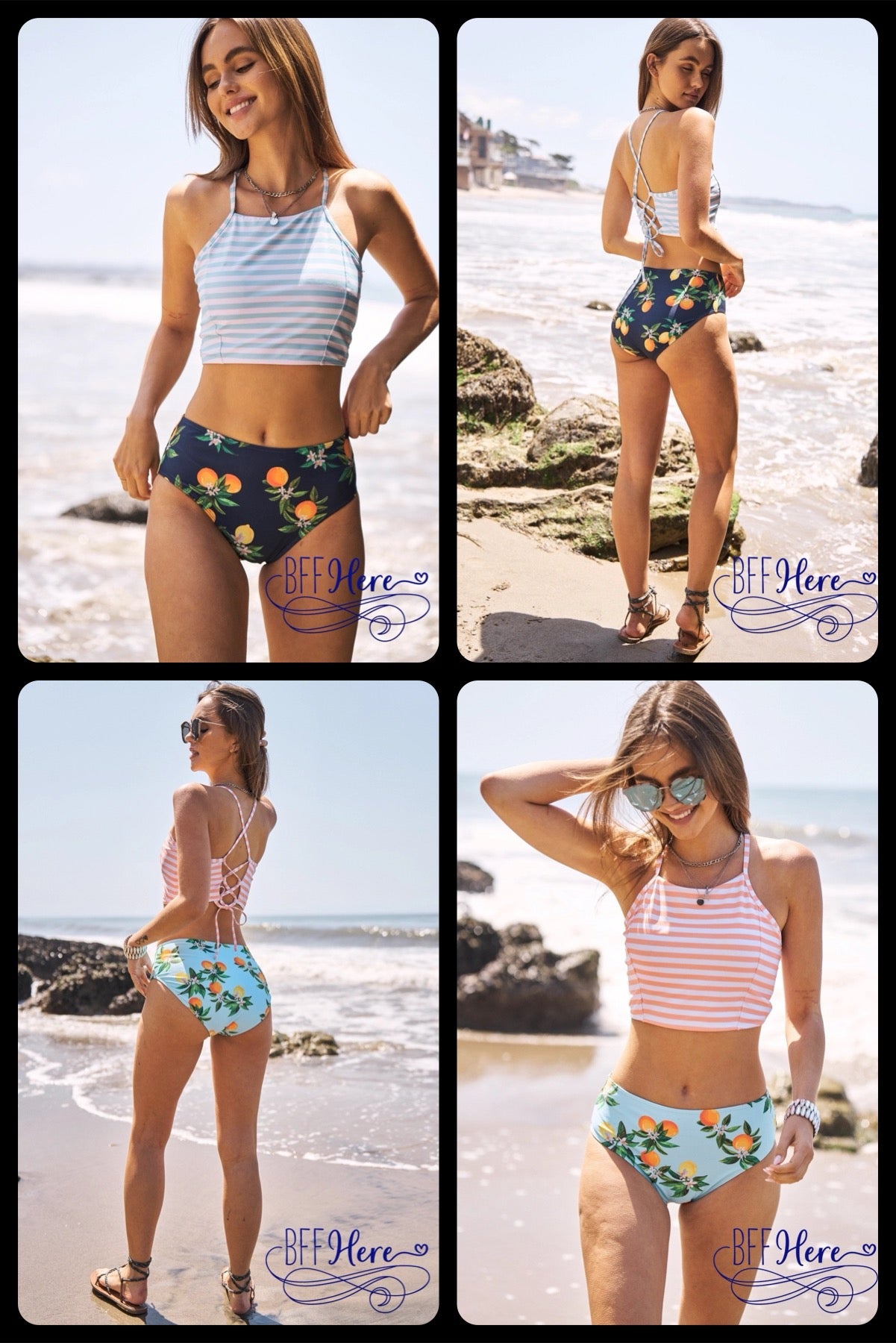 PREORDER: Sun-Kissed Tropics: Vibrant Back-Tie Swimsuit with Exotic Print / Choice of Color (Ships Middle of February) - BFF Here