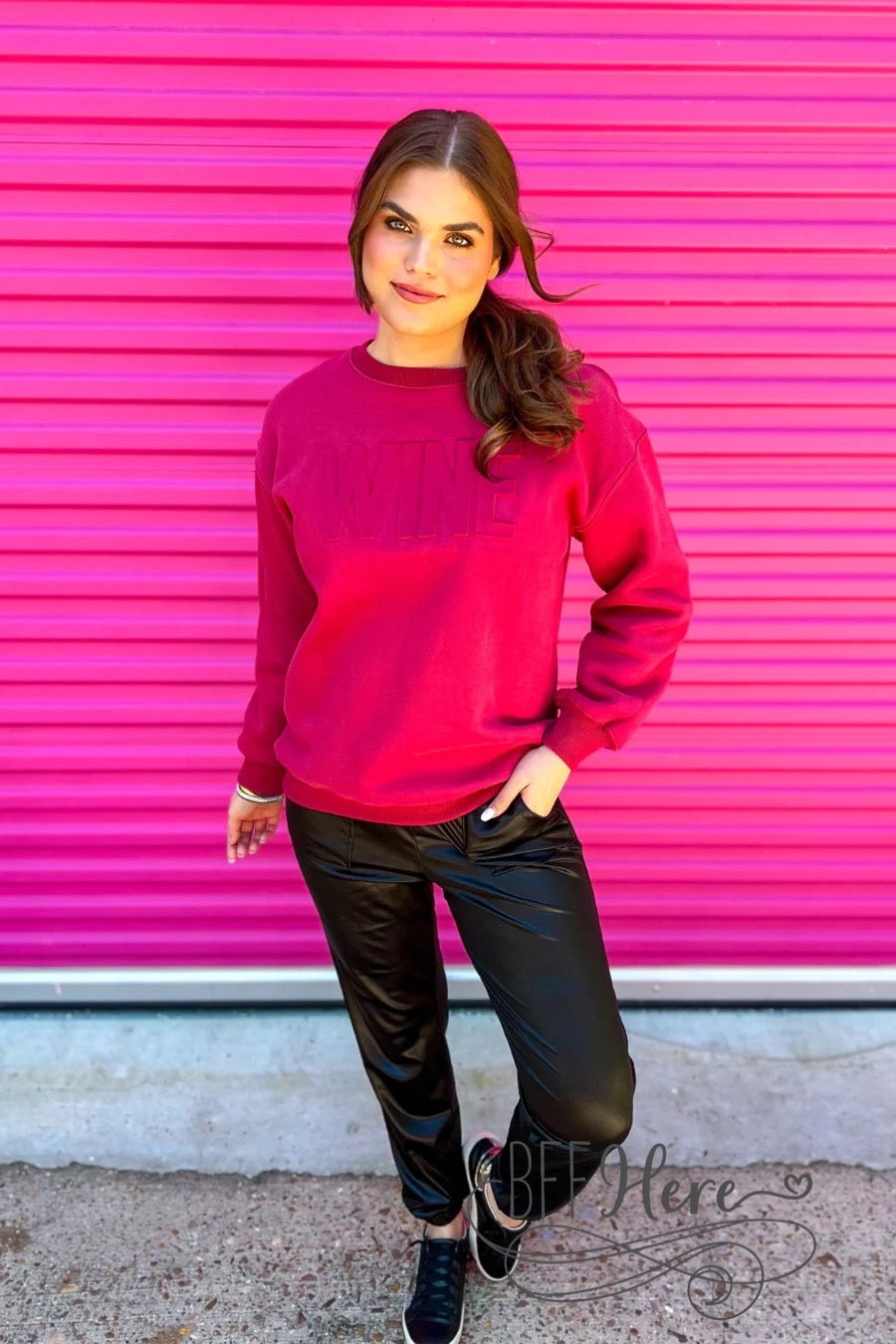 Wine Embossed Sweatshirt by Jess Lea - BFF Here