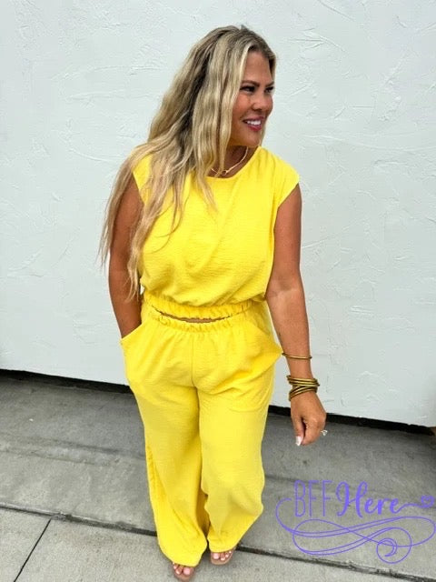 PREORDER: Sunshine Chic: Yellow Pant Set by Blakeley (Ships Middle of May) - BFF Here