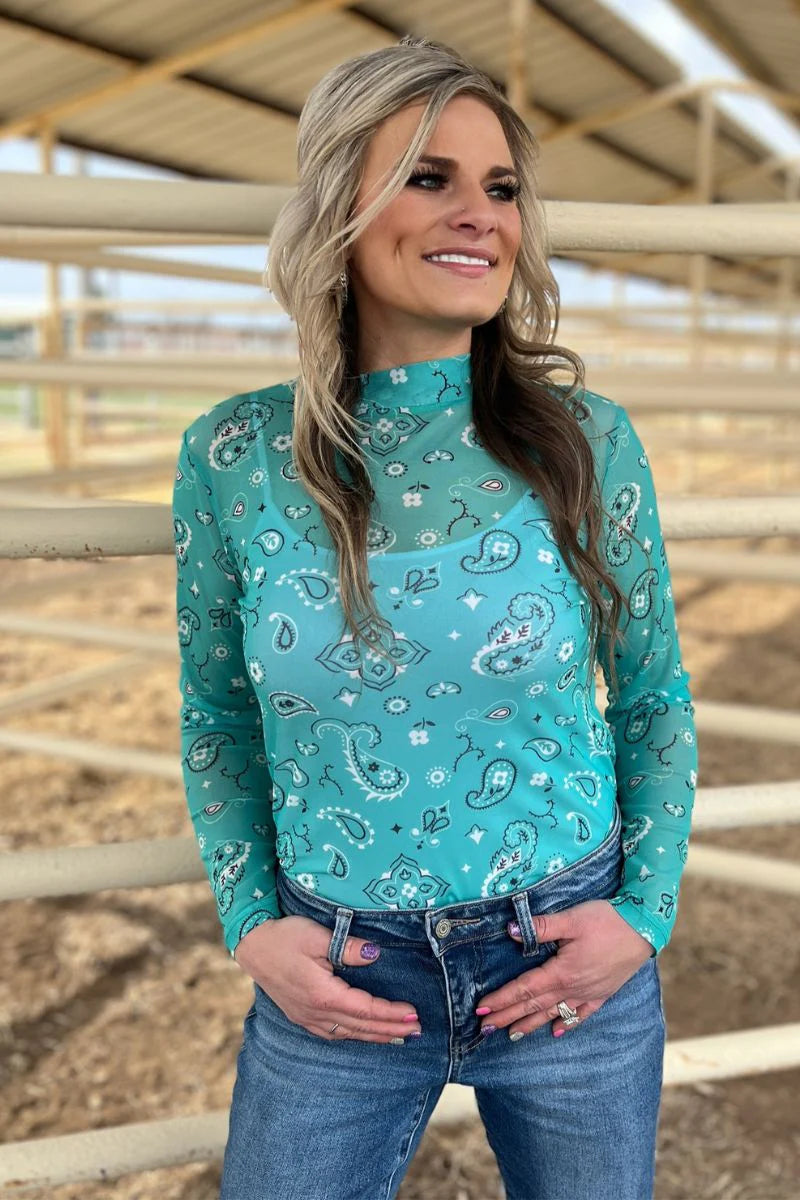 Bandana Babe Mesh Top / Turquoise by Sterling Kreek - BFF Here
