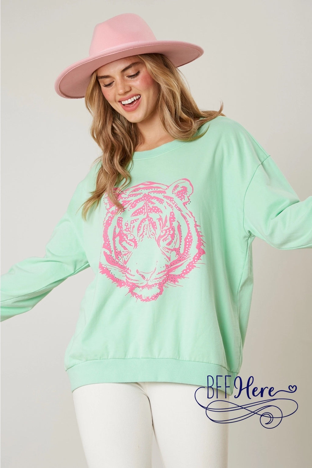 (PREORDER) Fierce Fashion: Tiger Print Loose Fit Sweatshirt (Ships End of January) - BFF Here
