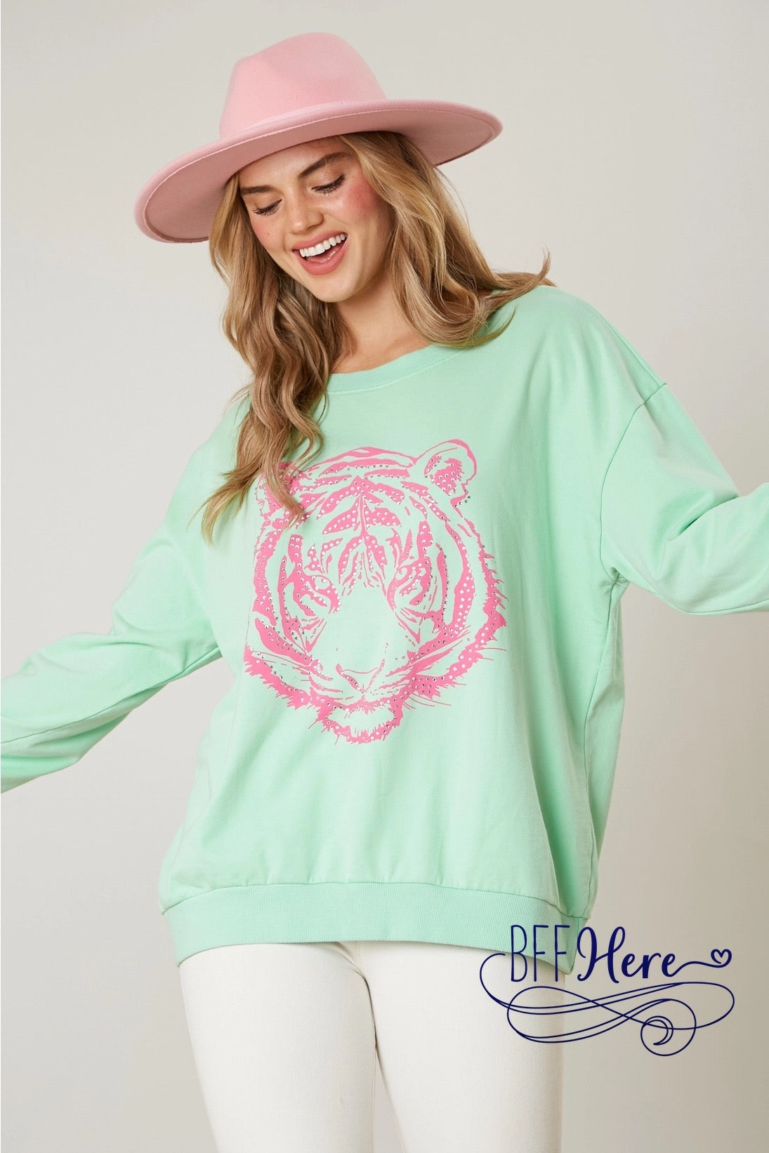 (PREORDER) Fierce Fashion: Tiger Print Loose Fit Sweatshirt (Ships End of January) - BFF Here