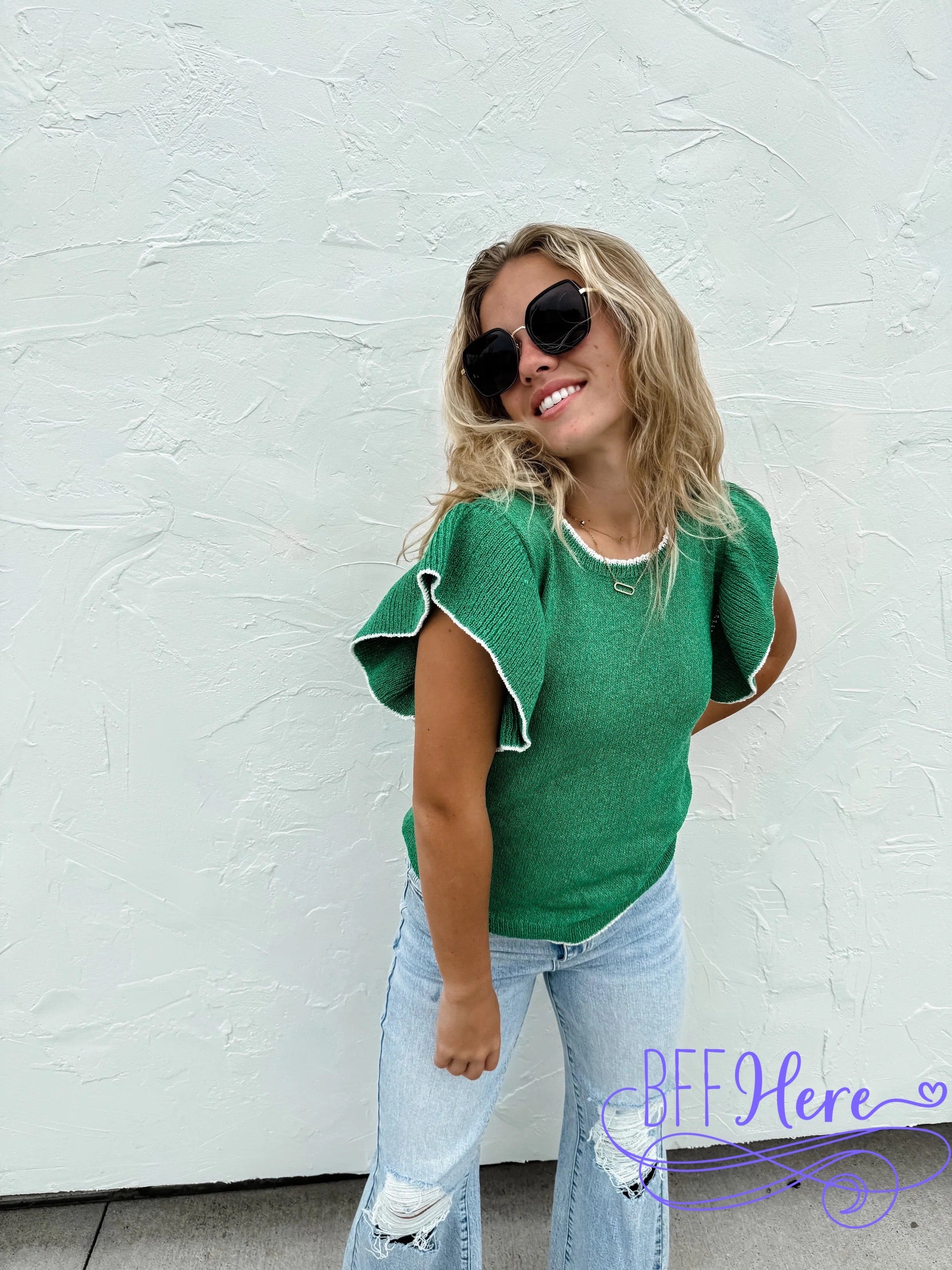 PREORDER: Chic Frills: Ruffle Sleeve Knit Top / Choice of Color by Jodifl (Ships Beginning of April) - BFF Here
