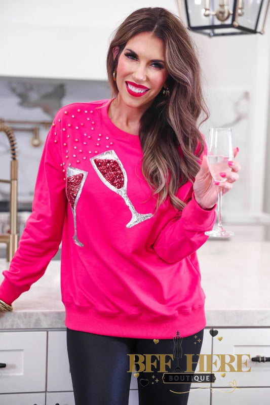 PREORDER: Pop The Champagne Sequin Top by Jess Lea / Hot Pink (ETA beginning of December )