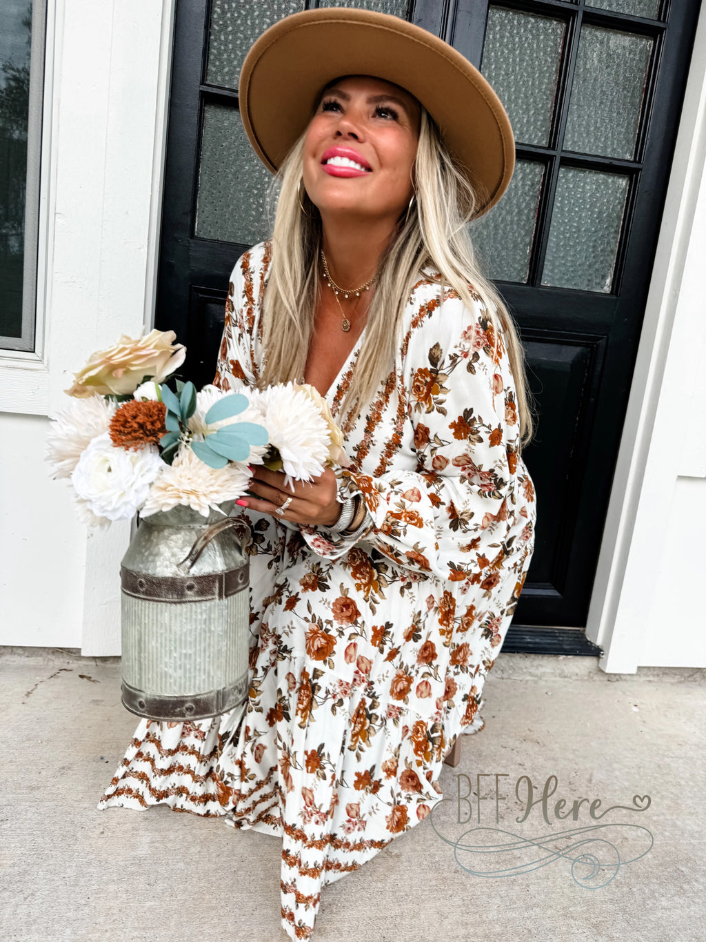 PREORDER: Kora Fall Floral Dress by Blakeley (Ships Beginning of October) - BFF Here