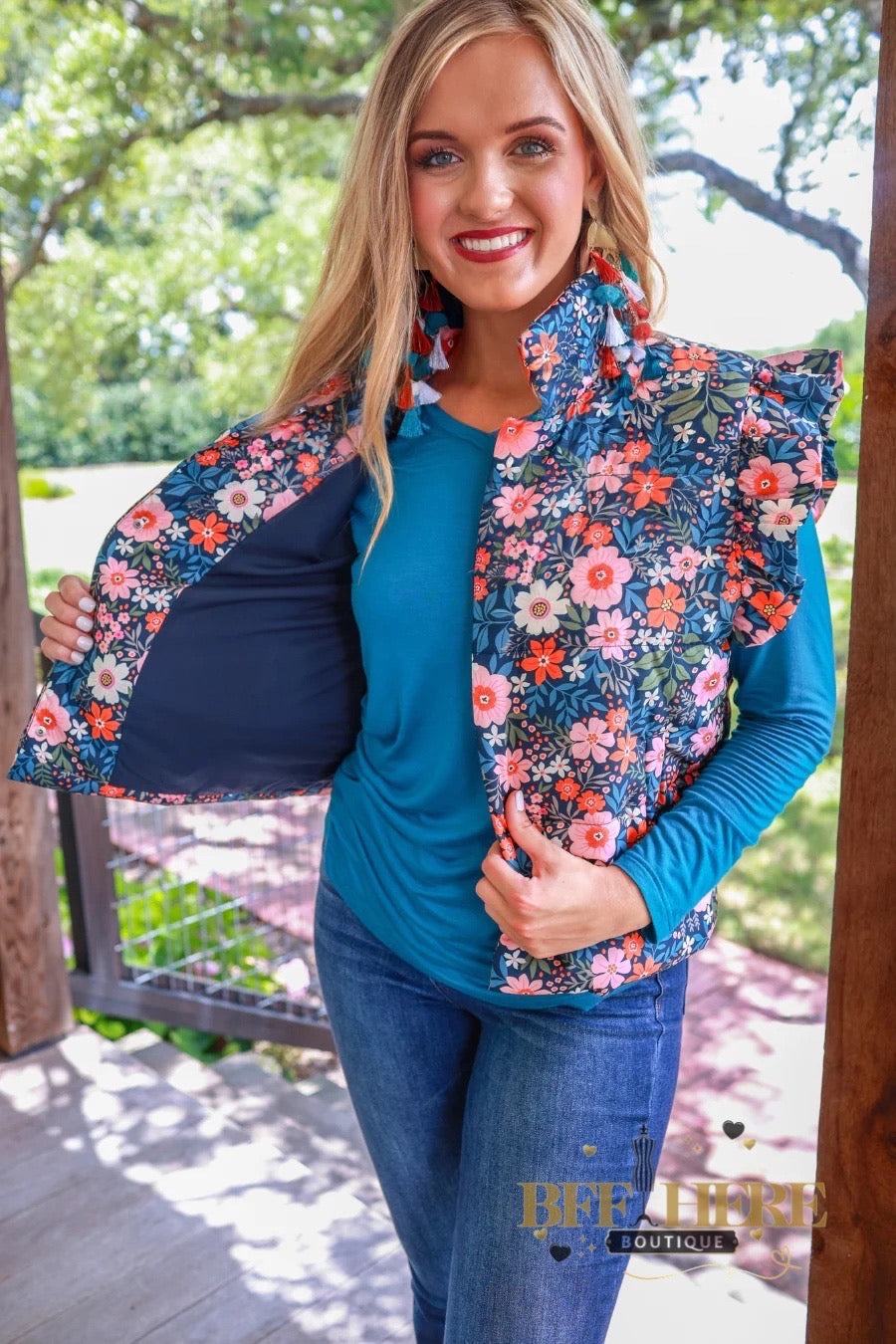 Gwen Floral Puffer Vest by Jess Lea - BFF Here