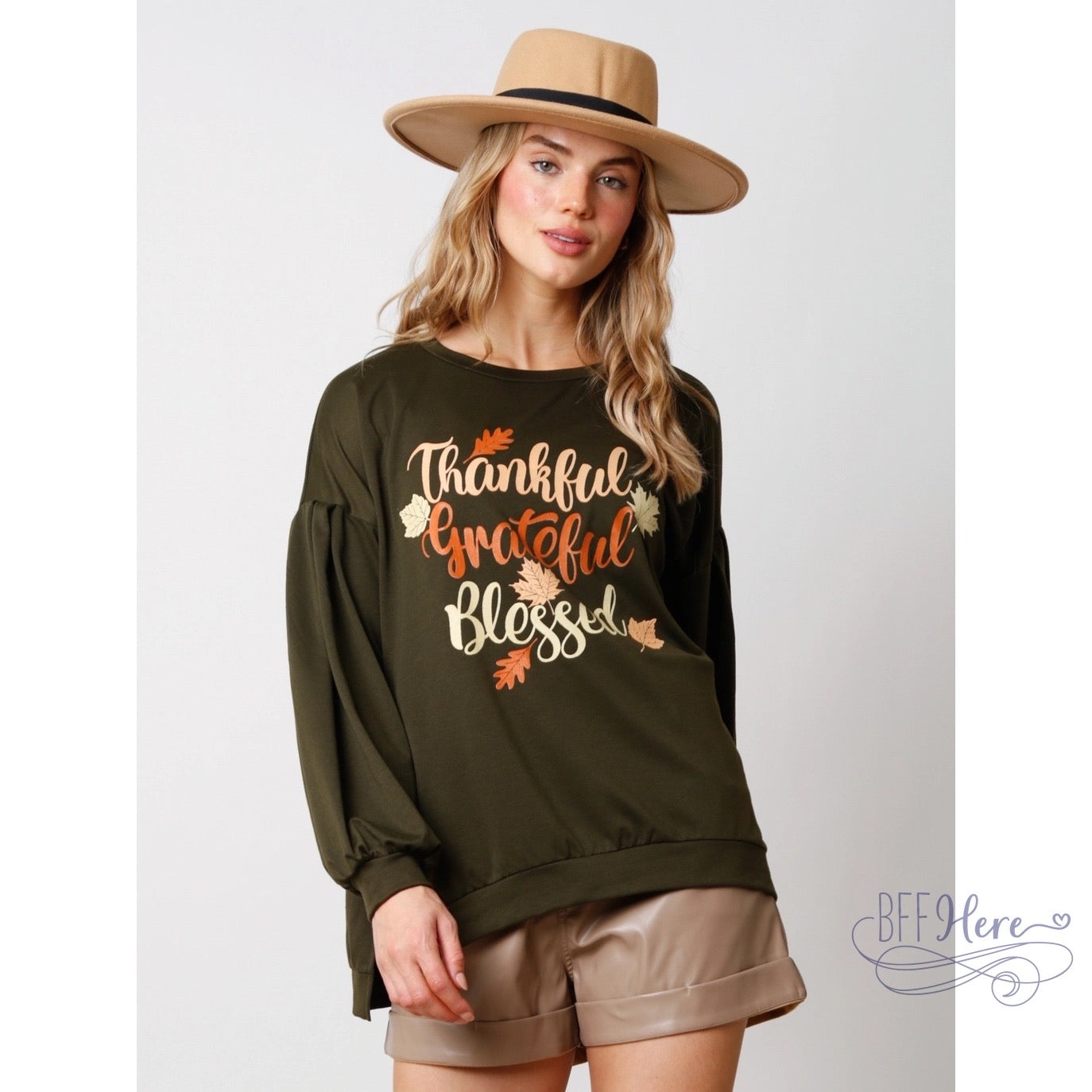 PREORDER-Thankful, Grateful, Blessed: The Sweatshirt That Captures the Spirit of the Season
 (Ships End of September ) - BFF Here