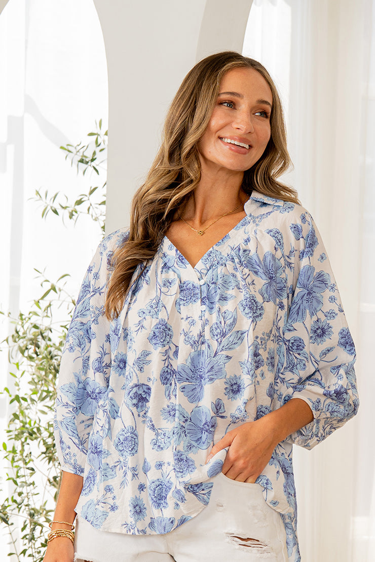 Blue Floral Top by Sew In Love (ARRAY) — Ships 2-3 weeks - BFF Here