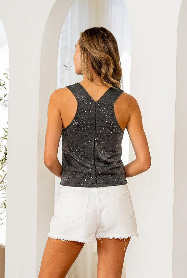 Rhinestone Cowl Neck Tank Top by Sew In Love (ARRAY) — Ships 2-3 weeks - BFF Here