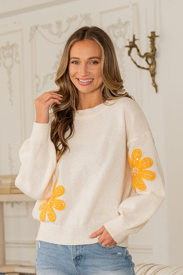 Crewneck Yellow Daisy Sweater by Sew In Love (ARRAY) — Ships 2-3 weeks - BFF Here
