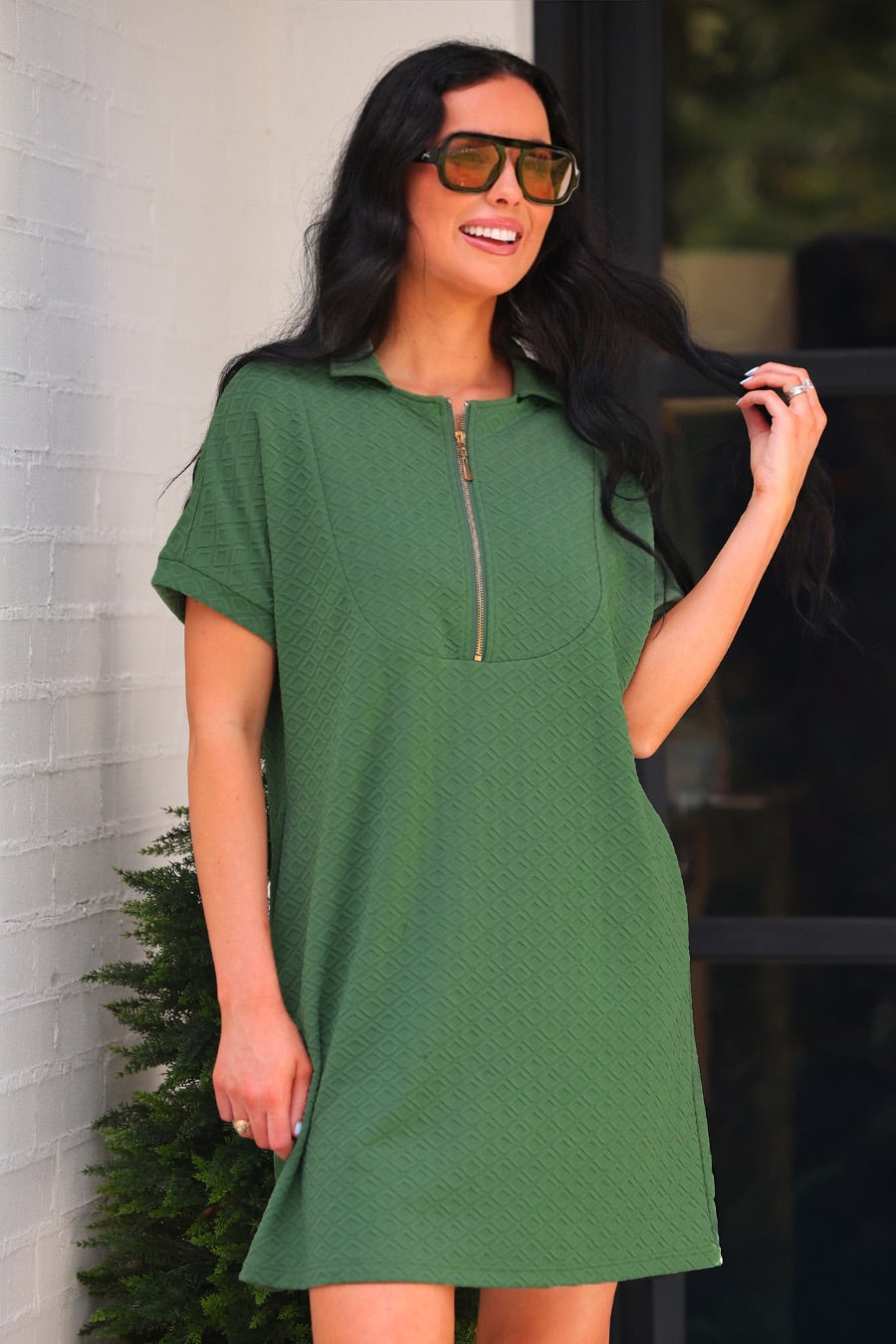 PREORDER: Ezra Textured Zipper Dress / Olive by Jess Lea (ETA: September)