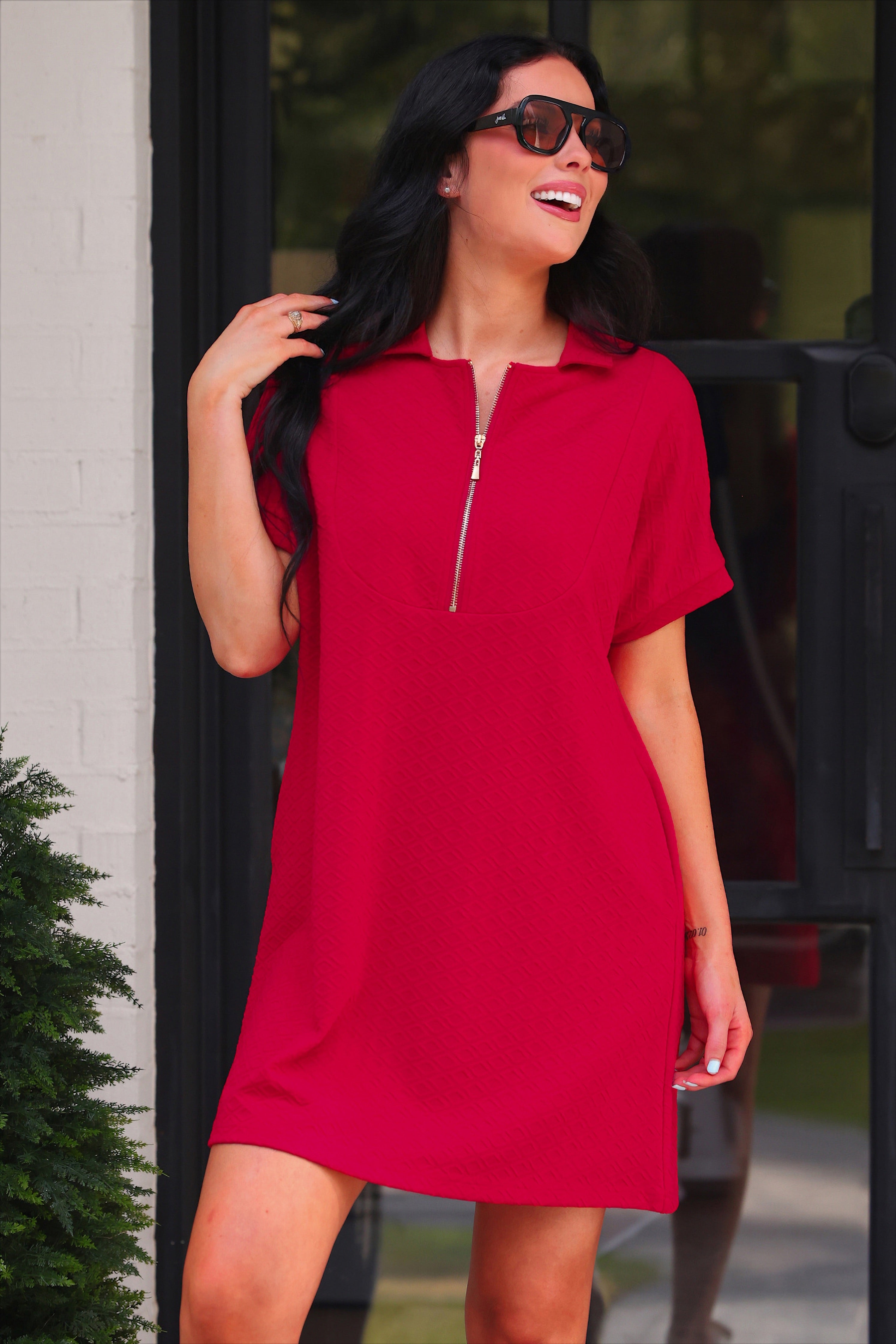 PREORDER: Ezra Textured Zipper Dress / Red by Jess Lea (ETA: September)