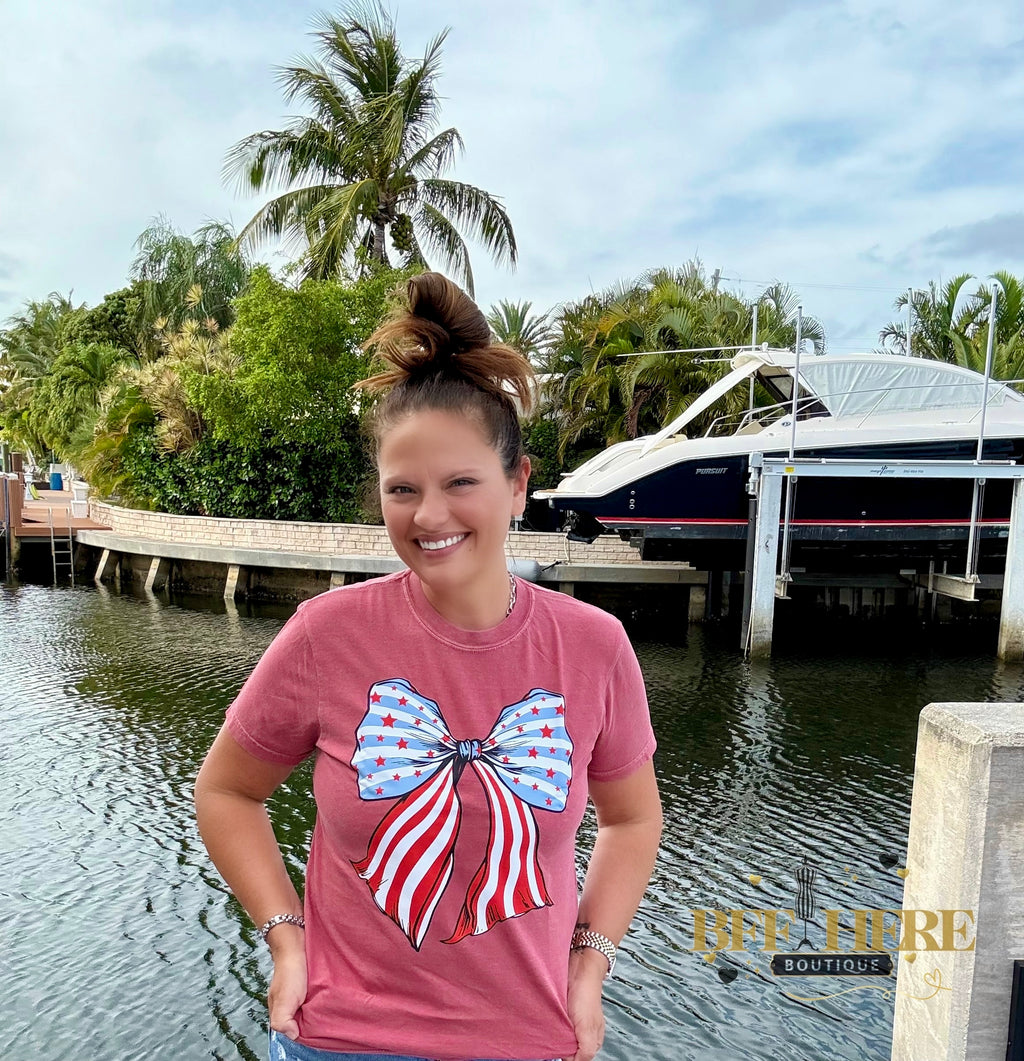 All-American Bow Babe Tee - BFF Here