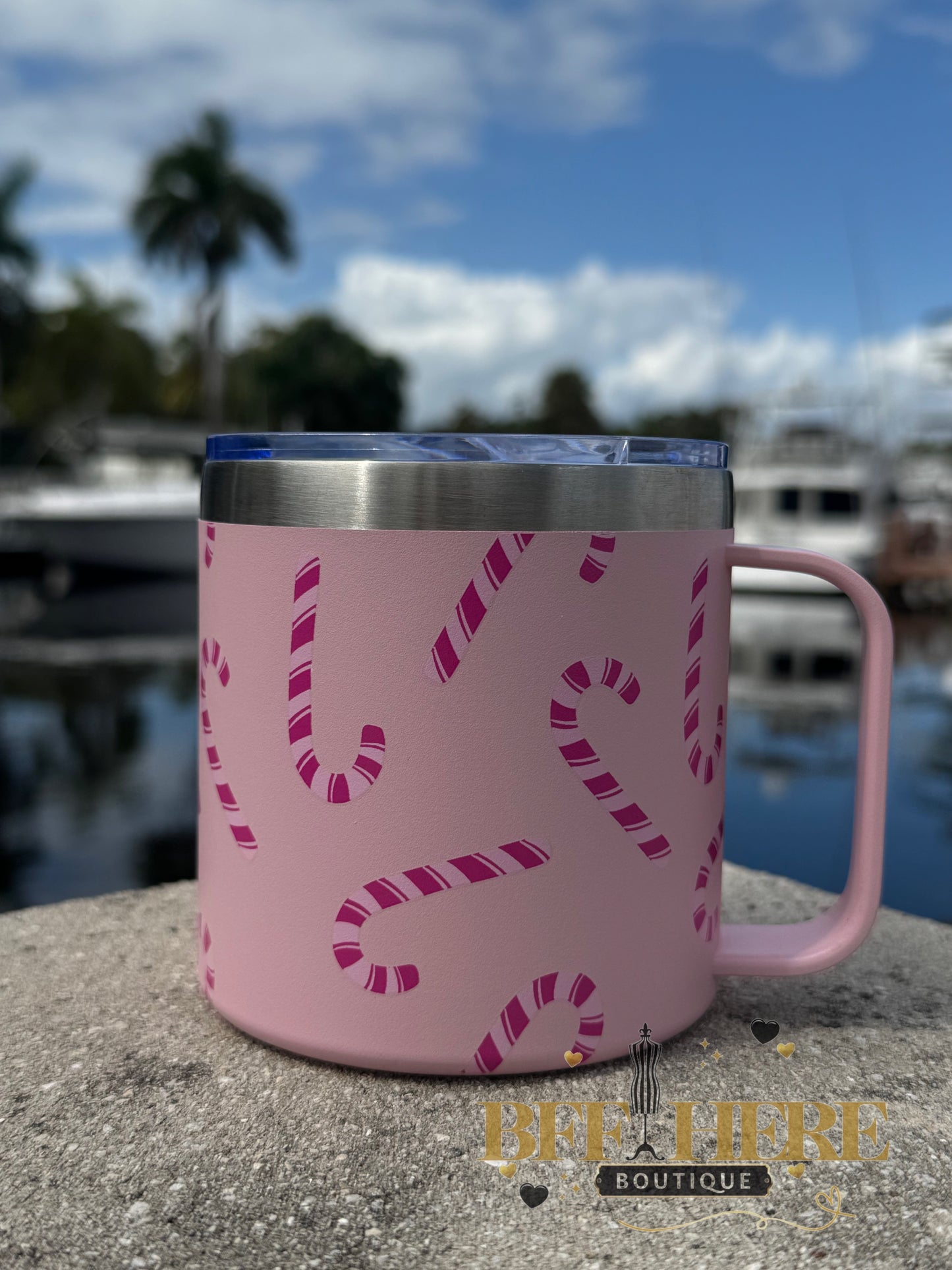 Candy Cane Travel Mug by Jess Lea