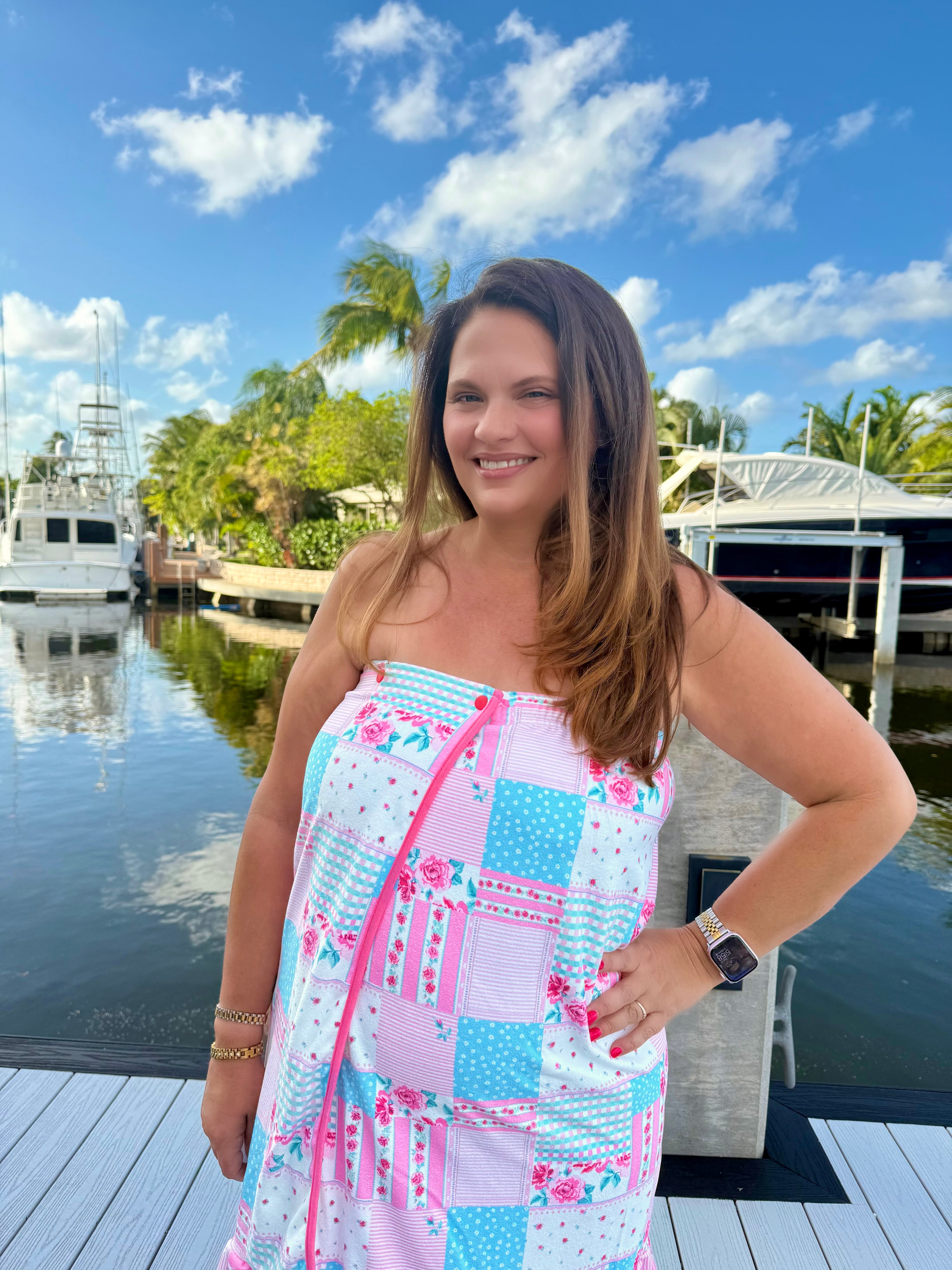 Almost Ready Ribbed Bath Wrap by Jess Lea / Pink Heirloom Patchwork - BFF Here