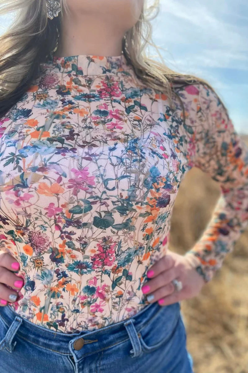 Fields of Floral Mesh Top by Sterling Kreek - BFF Here