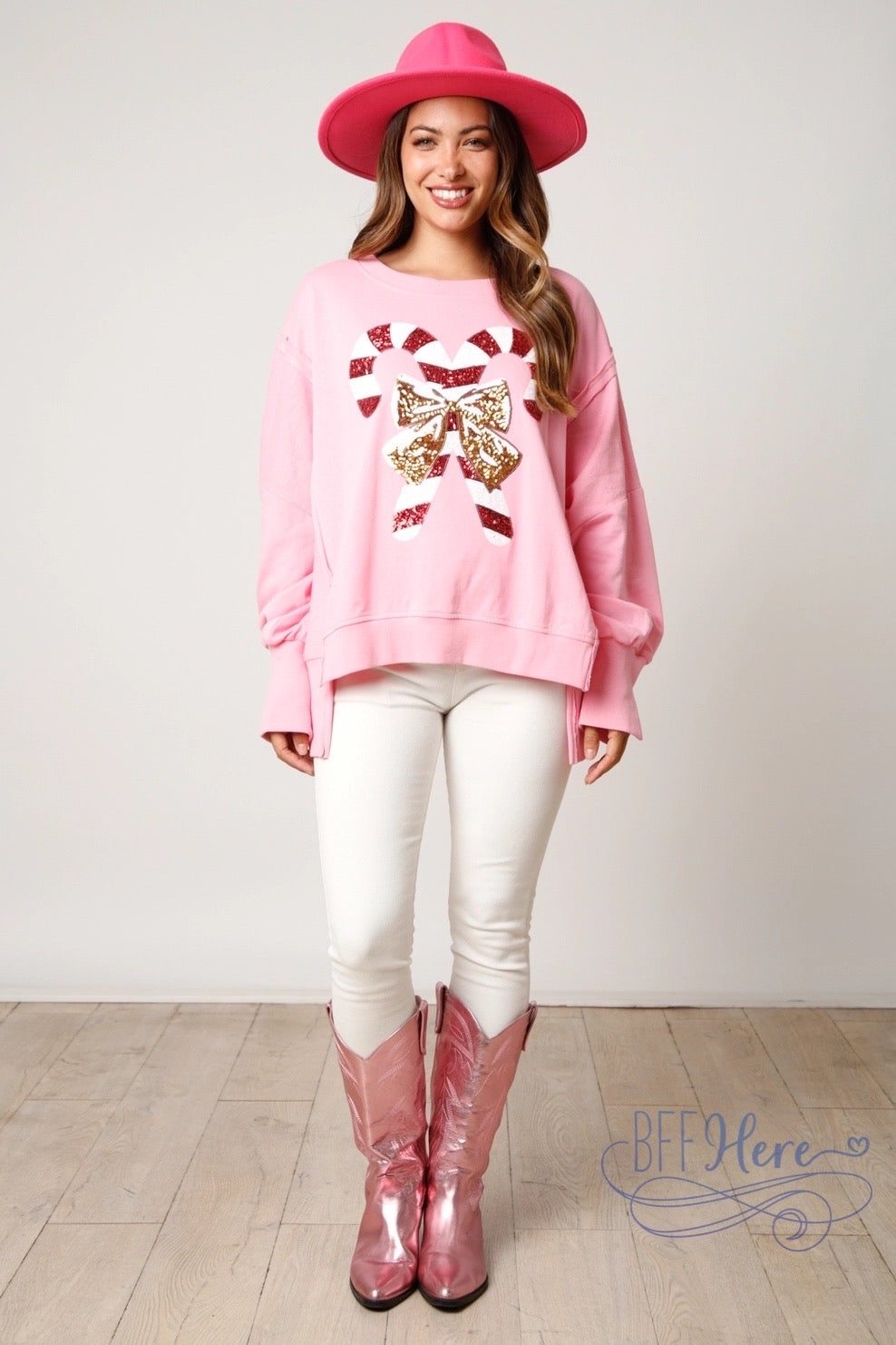 Holiday Twist: Candy Cane Sequin Sweatshirt - BFF Here