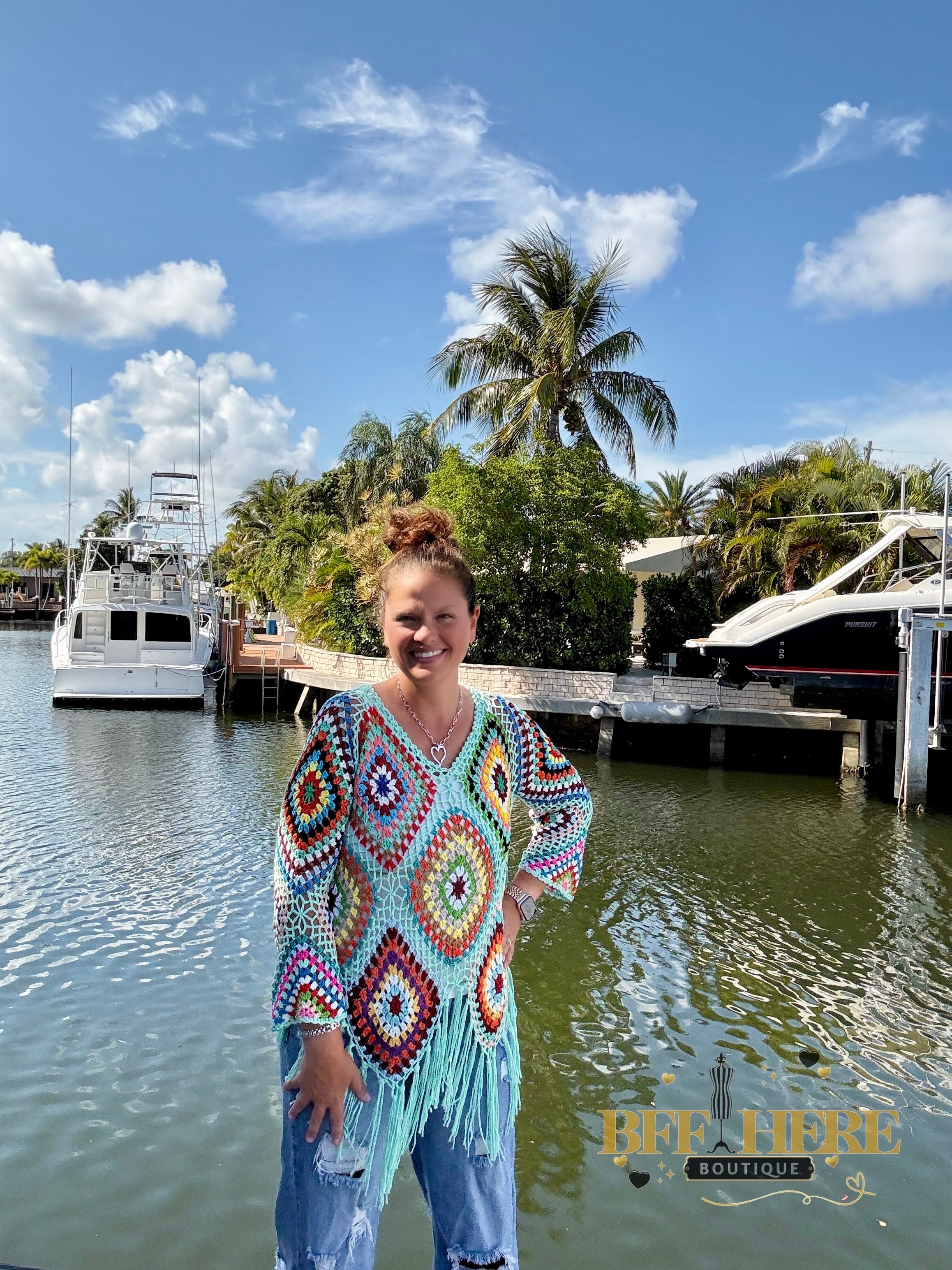 Boho Crochet Knit Top by Blakeley / Choice of Color - BFF Here