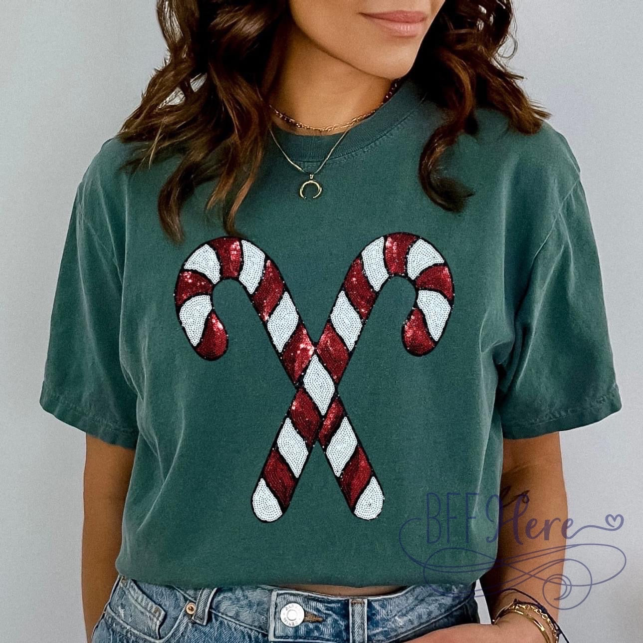 Candy Glitz: Sequined Cane Patch Tee! - BFF Here