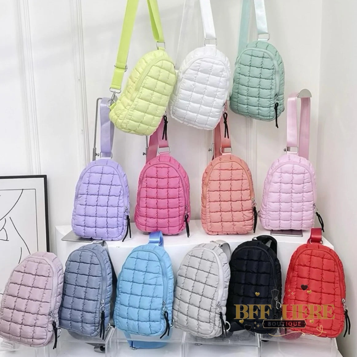 Color Pop Quilted Bubble Crossbody - BFF Here