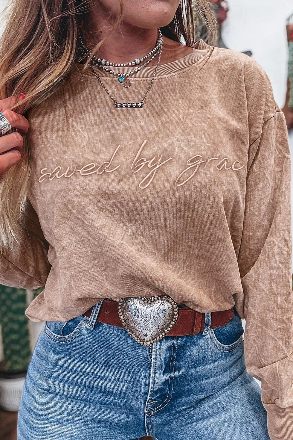PREORDER: Saved by Grace Embroidery Sweatshirt (ETA: September)