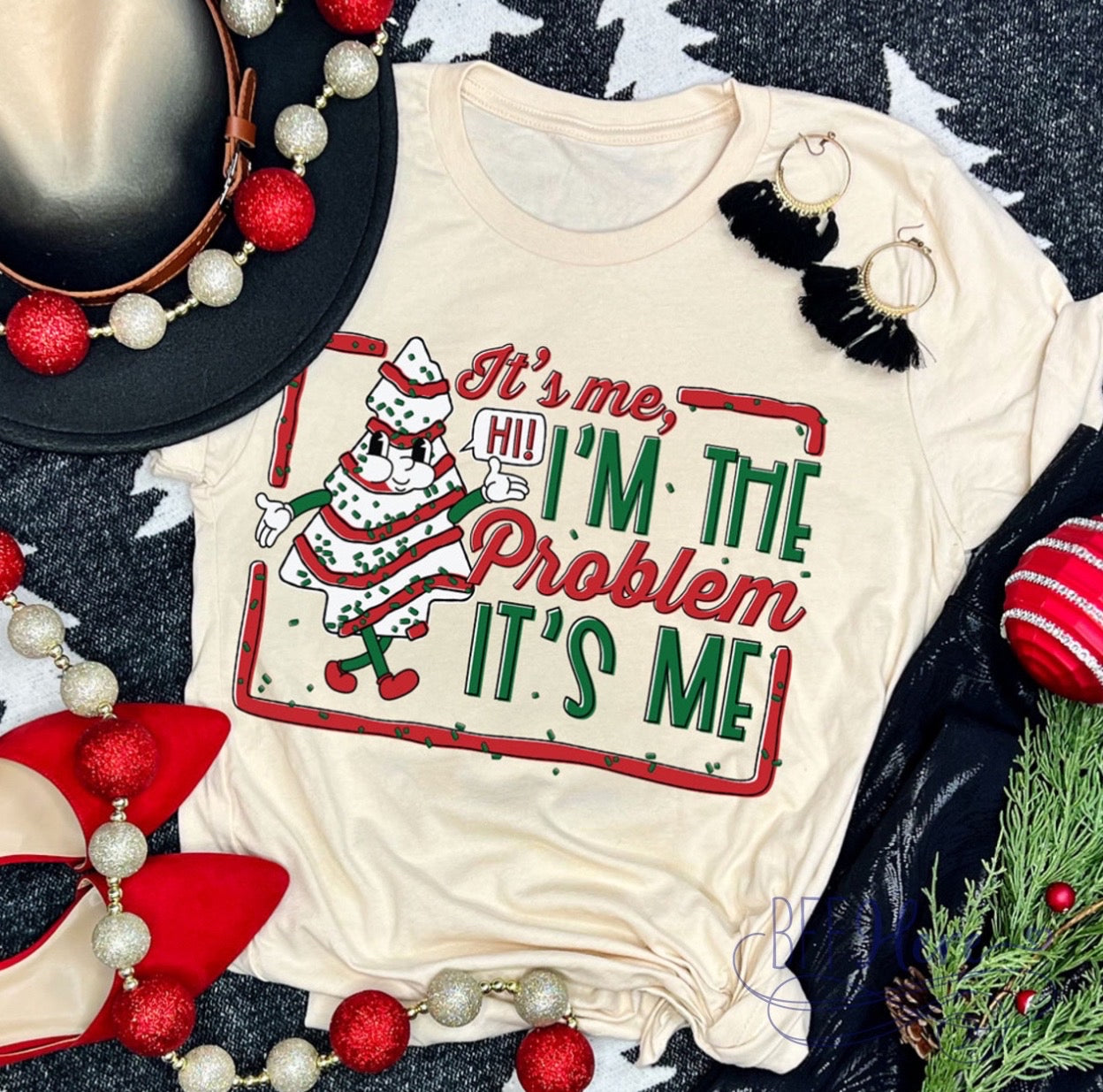 Festive Fun: 'I'm The Problem' Christmas Tree Cake Tee - BFF Here