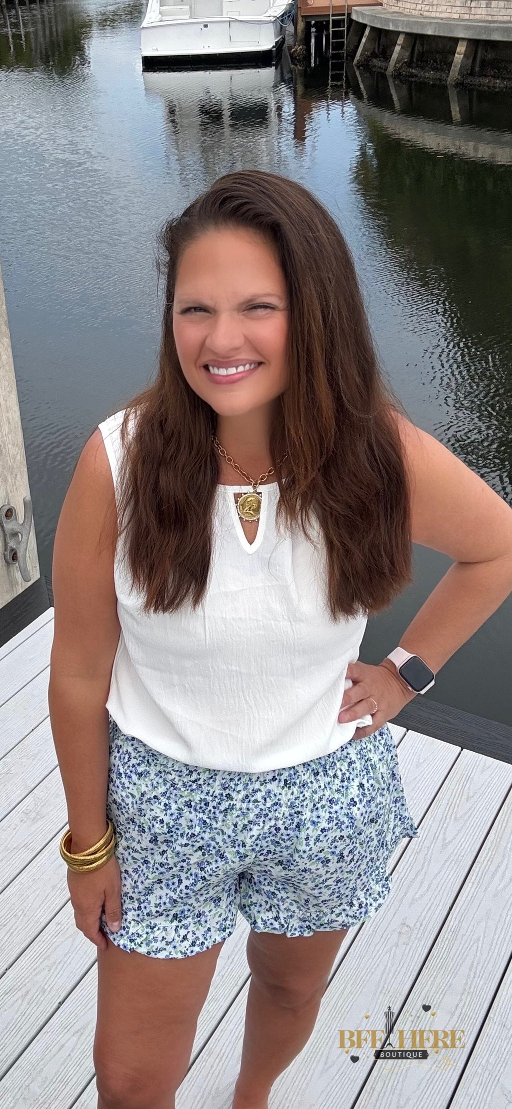 Sunny Strolls High Waisted Shorts / Blue Floral by Jess Lea - BFF Here