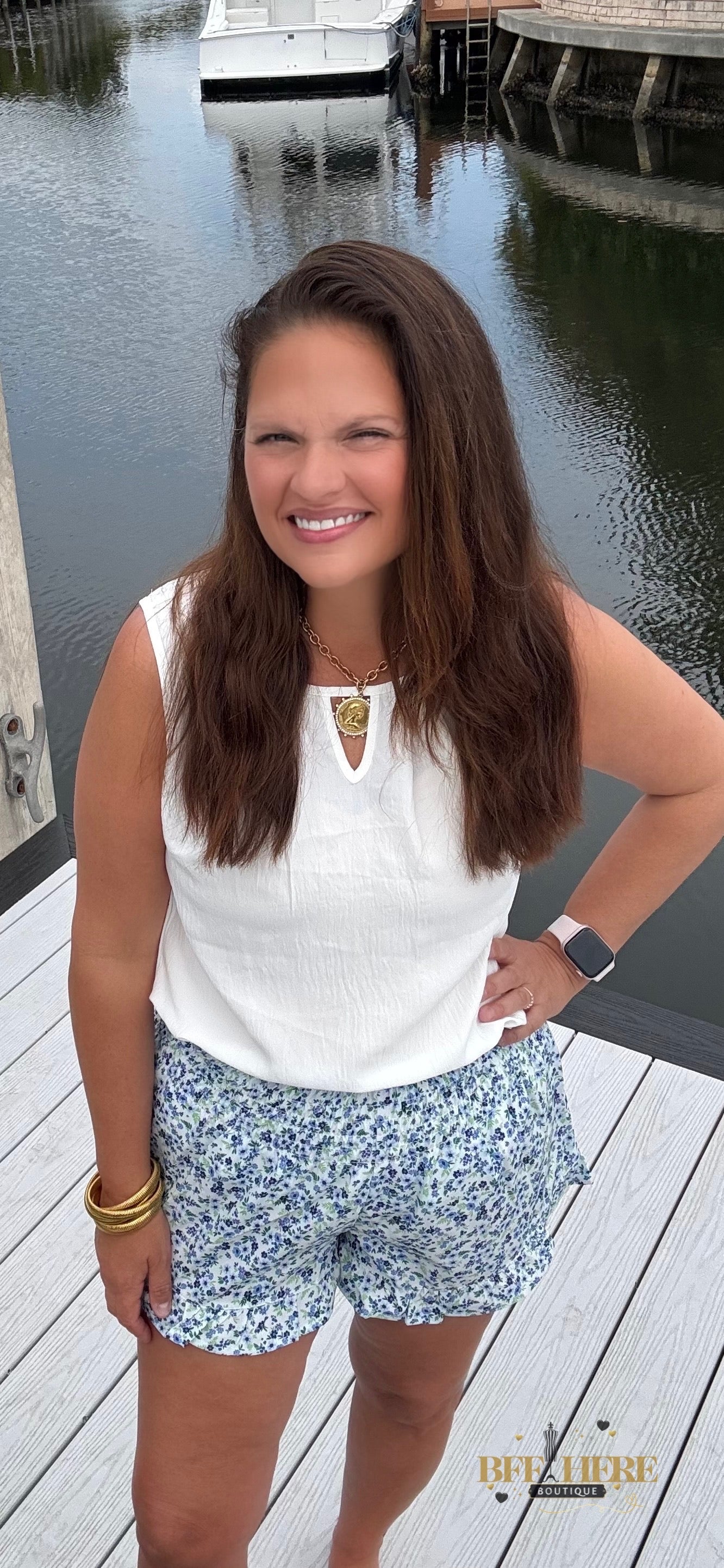Sunny Strolls High Waisted Shorts / Blue Floral by Jess Lea - BFF Here