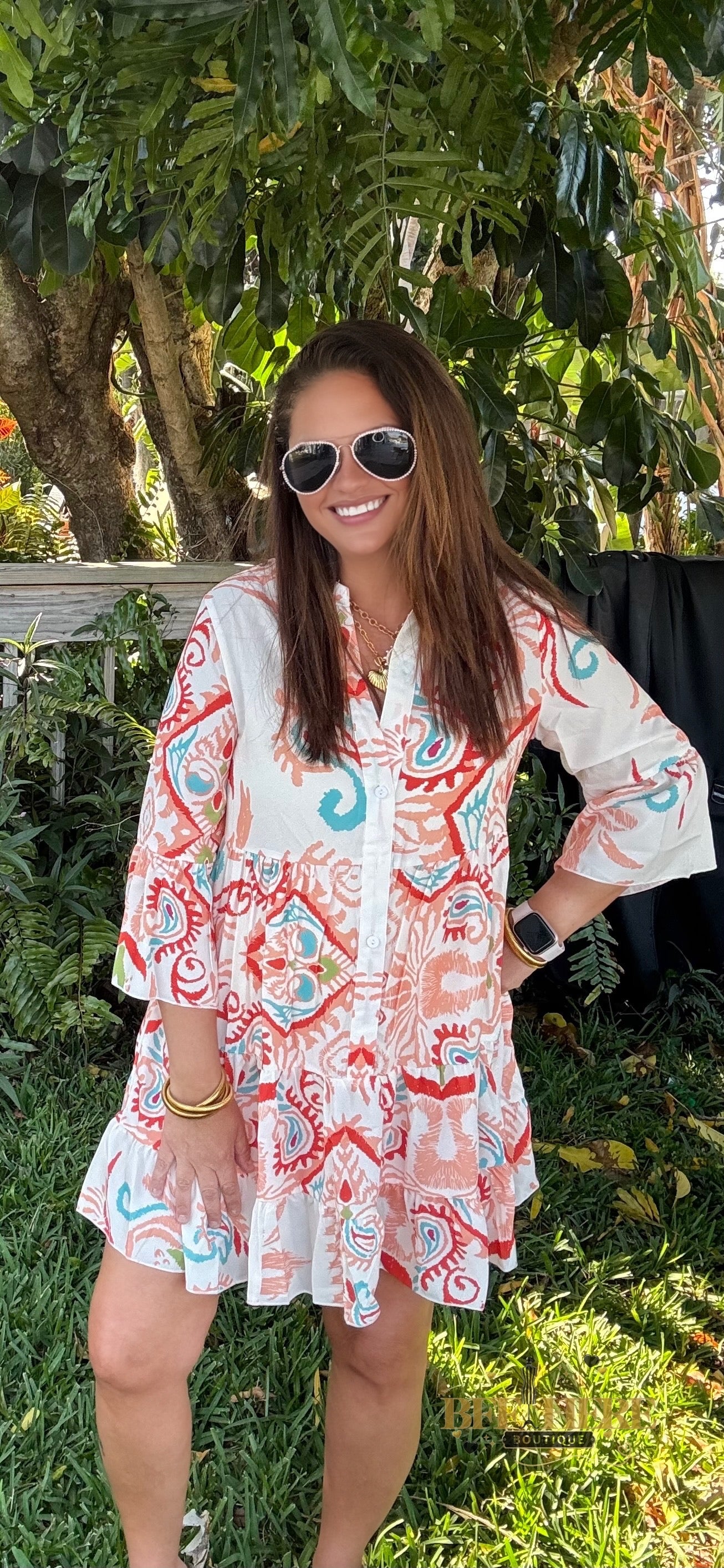 Sunset Swirl Button Dress - BFF Here