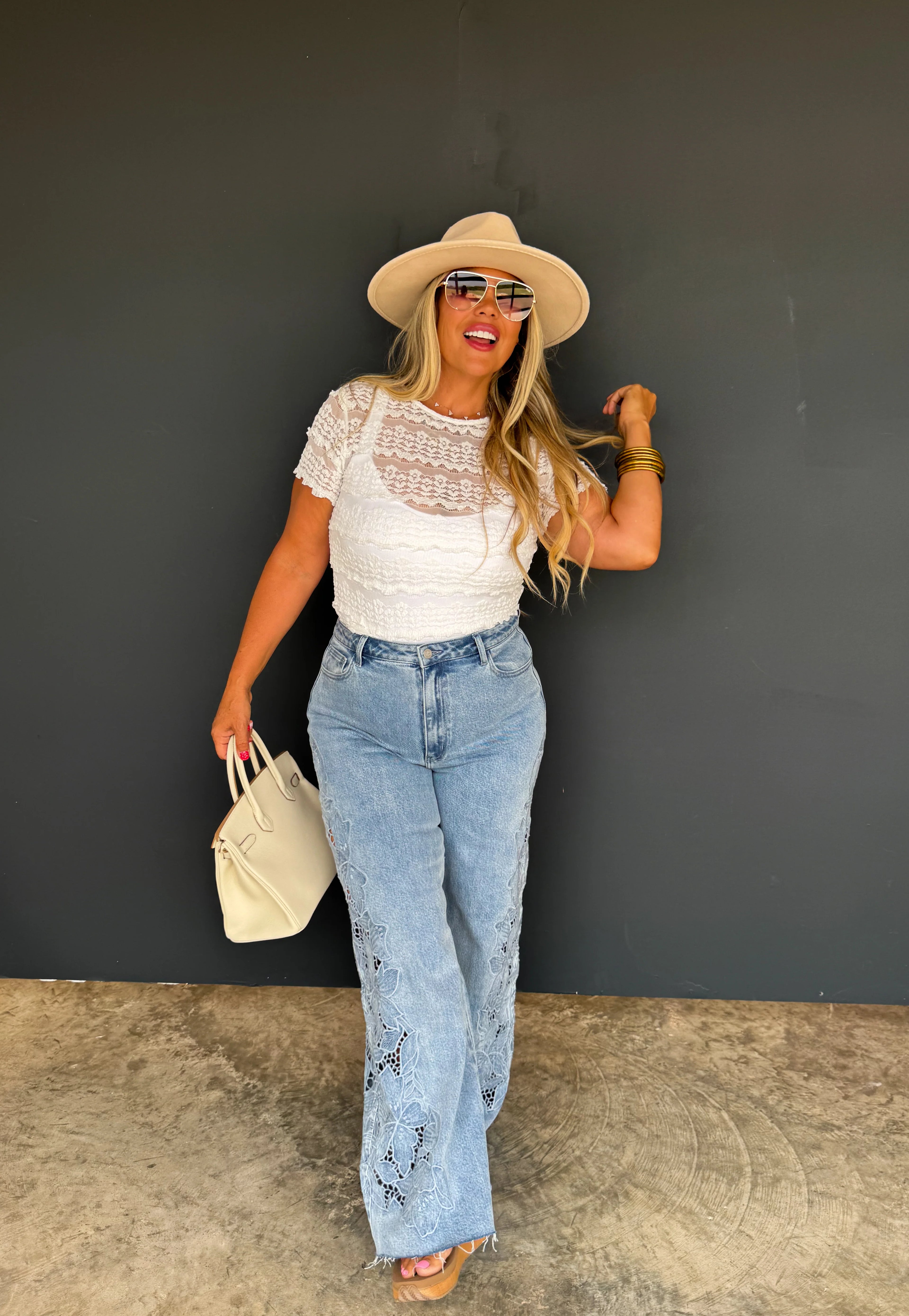 PREORDER: Floral Charm Wide Leg Jeans by Blakeley (ETA April)