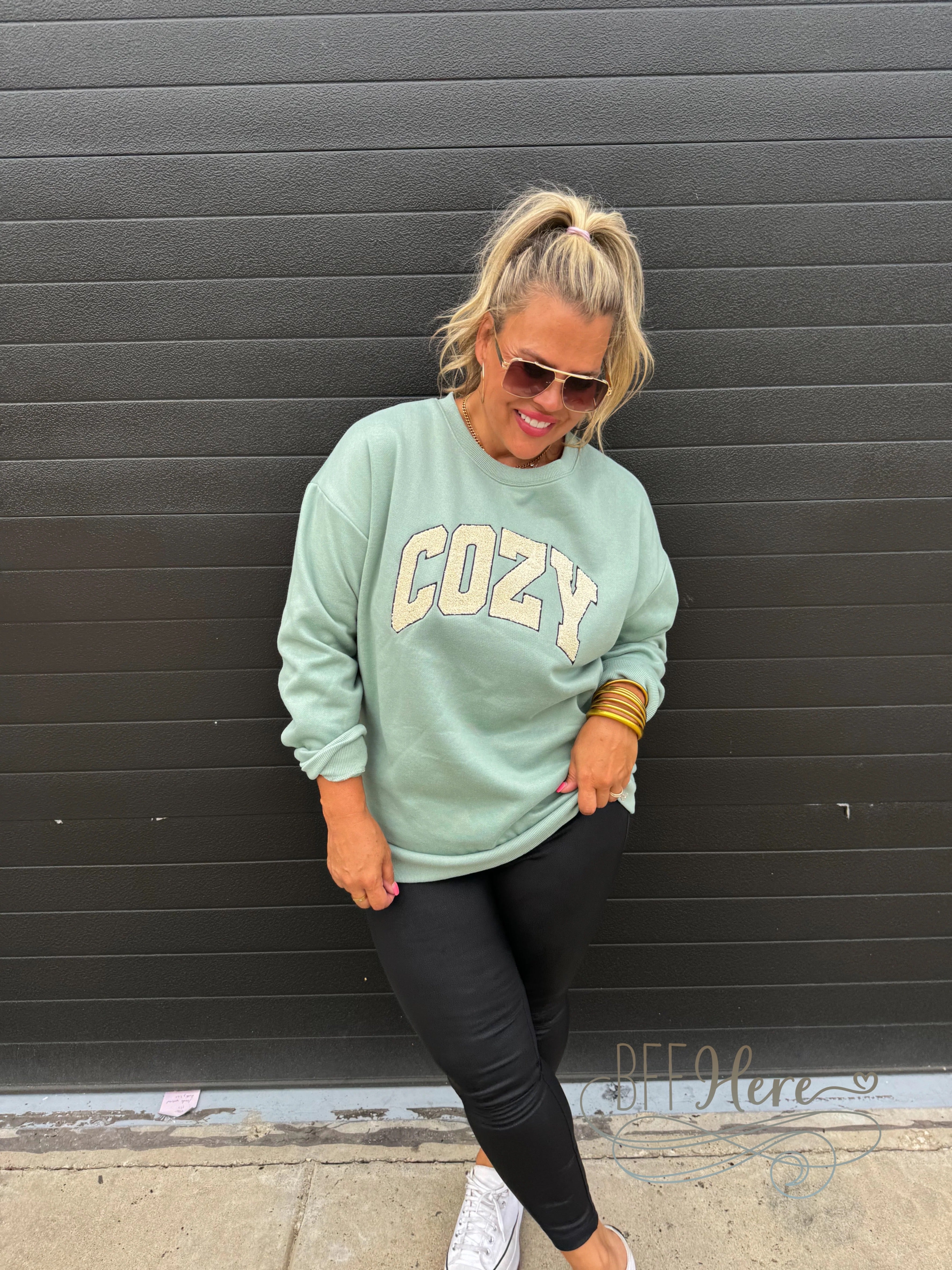 PREORDER: Sherpa Embroidered Sweatshirt by Blakeley (Ships End of September ) - BFF Here