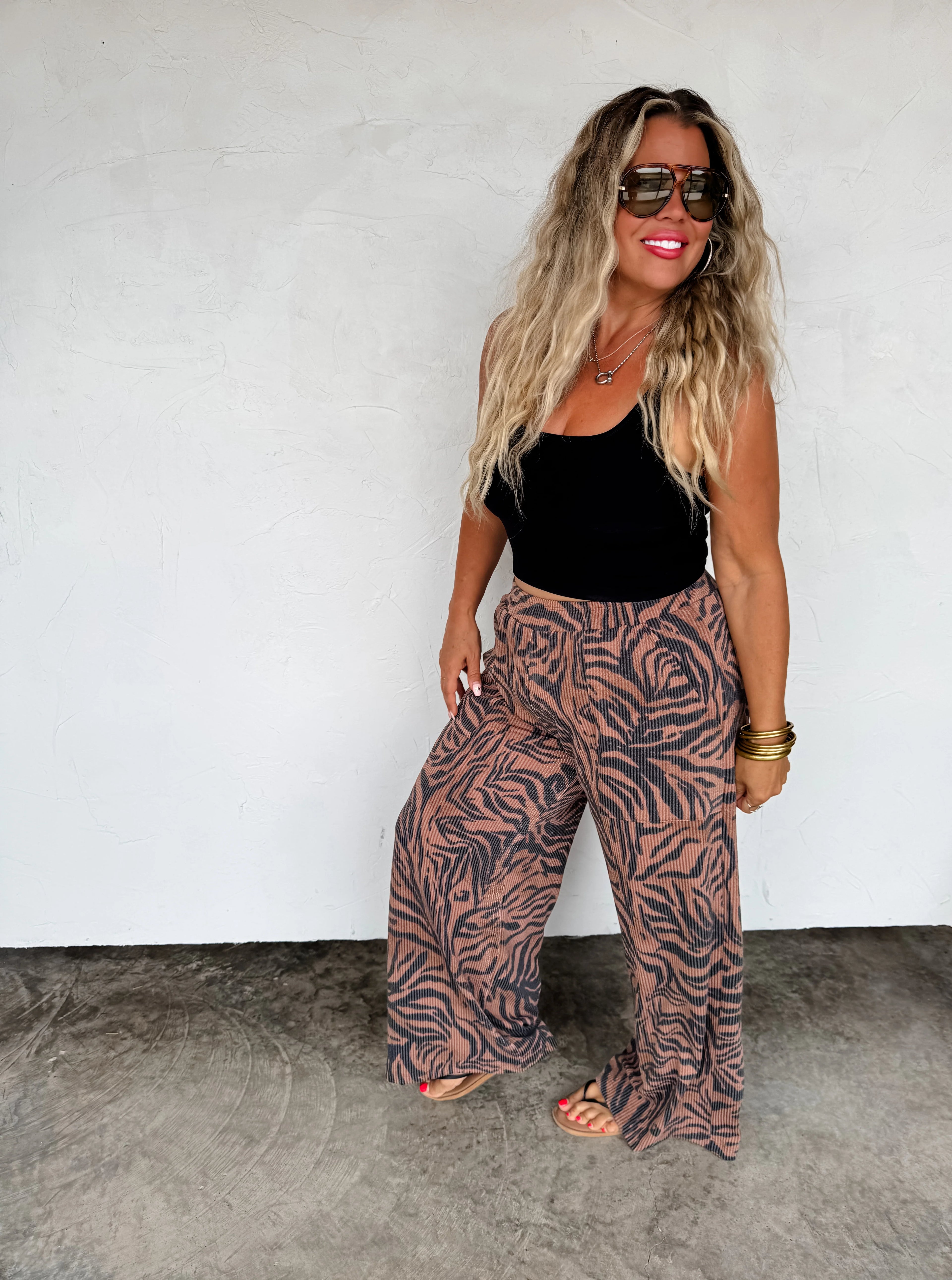 PREORDER: Haddie Zebra Wide Leg Pants by Blakeley (ETA: Beginning of November) - BFF Here